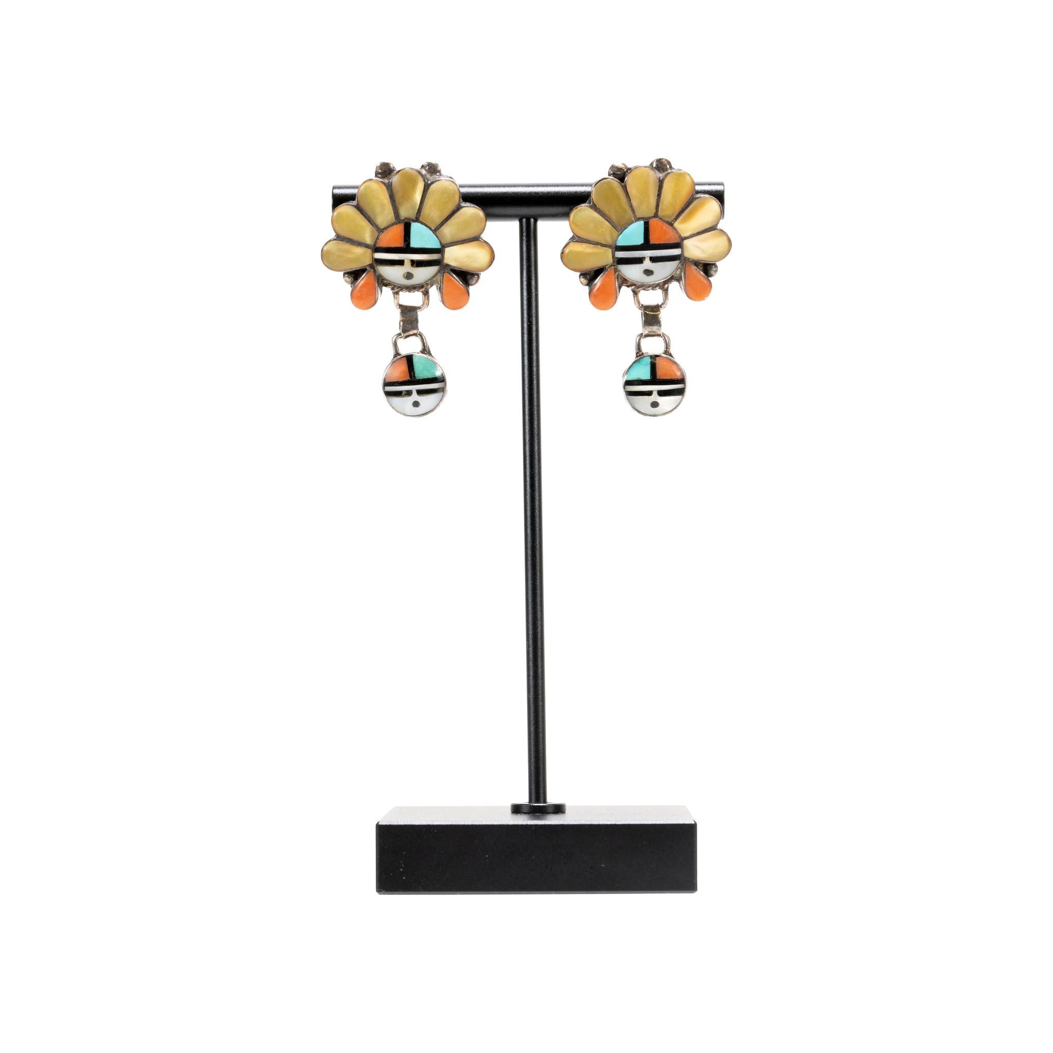 Native American Zuni Squash Blossom and Earrings For Sale