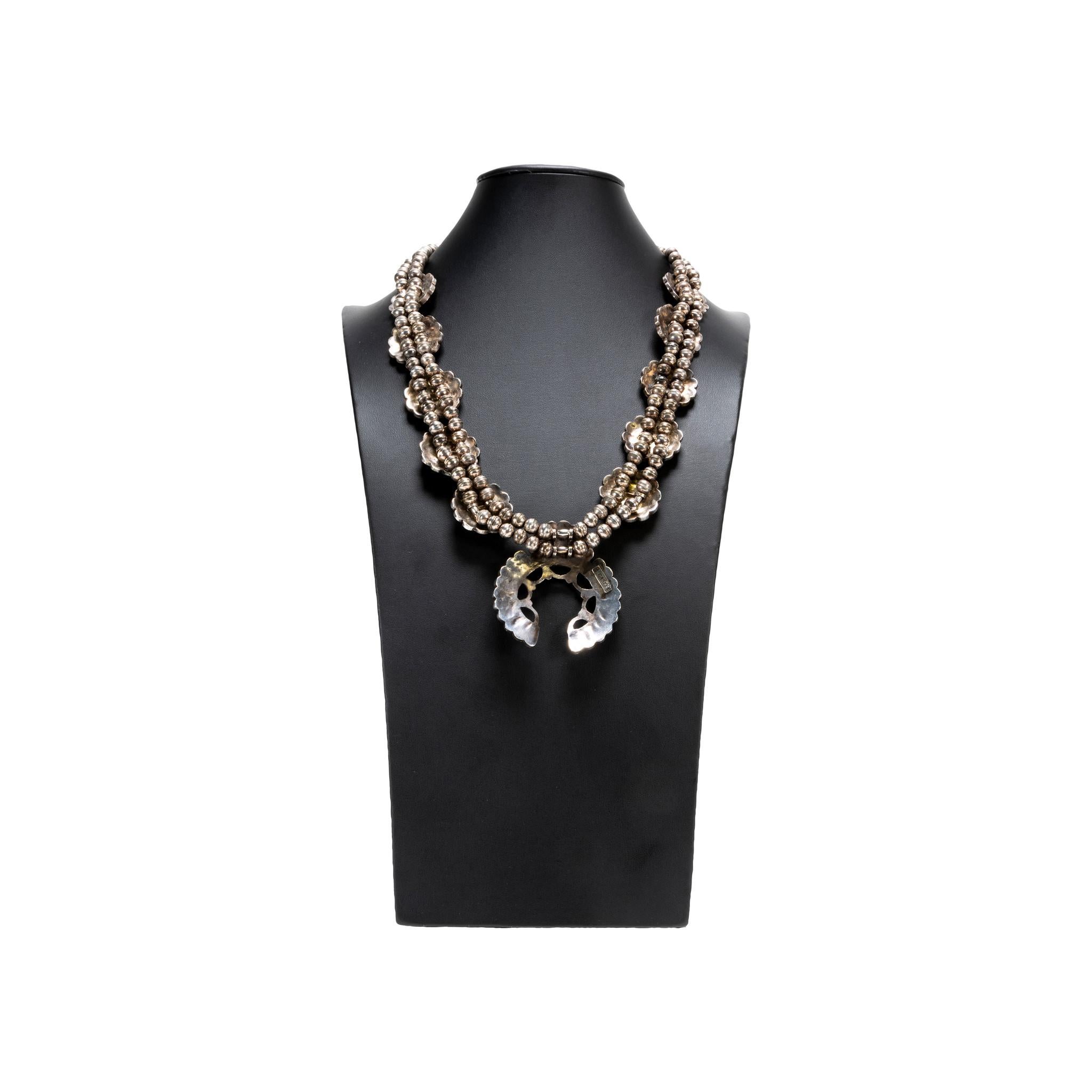 Zuni Squash Blossom and Earrings In Good Condition For Sale In Coeur d Alene, ID