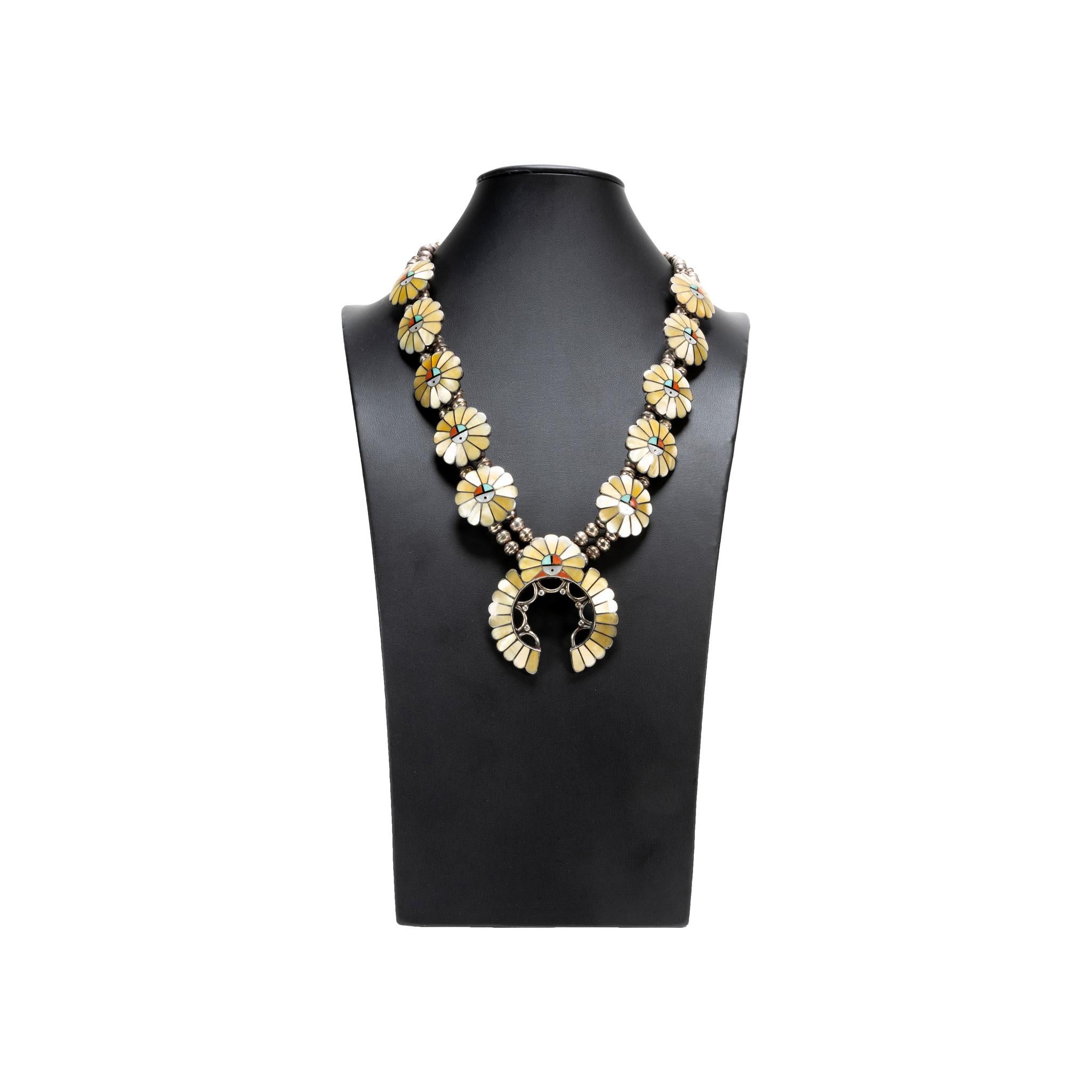 Zuni Squash Blossom and Earrings For Sale 1