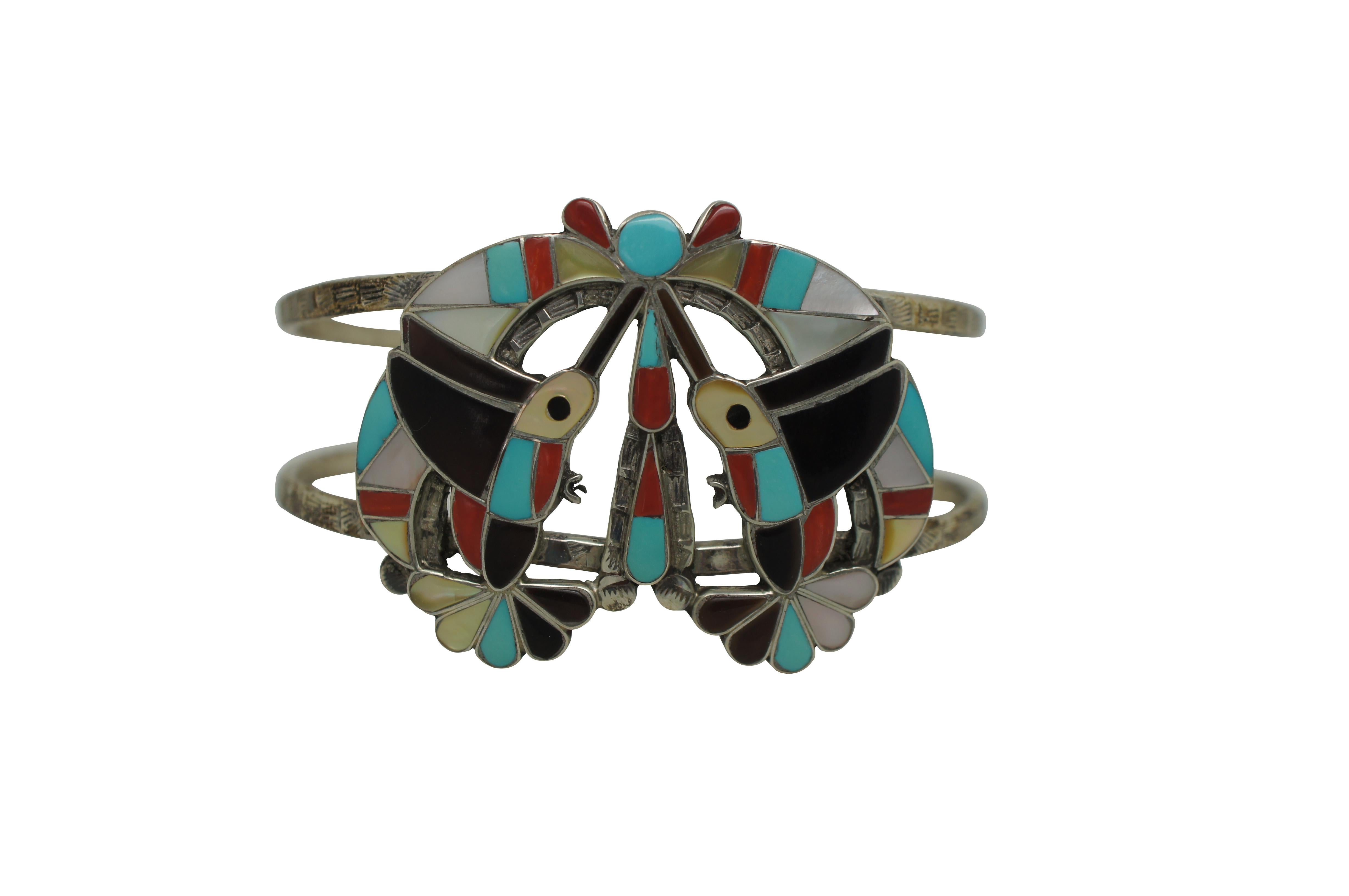 Native American Zuni Sterling Silver Hummingbird Squash Blossom Necklace Bracelet Ring Earrings
