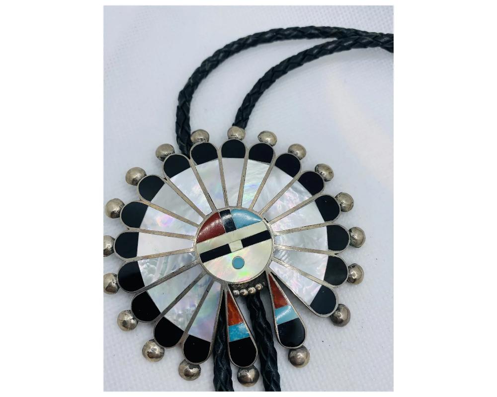 Women's or Men's Zuni Sun Face Bolo Tie Native American MYRA TUCSON For Sale