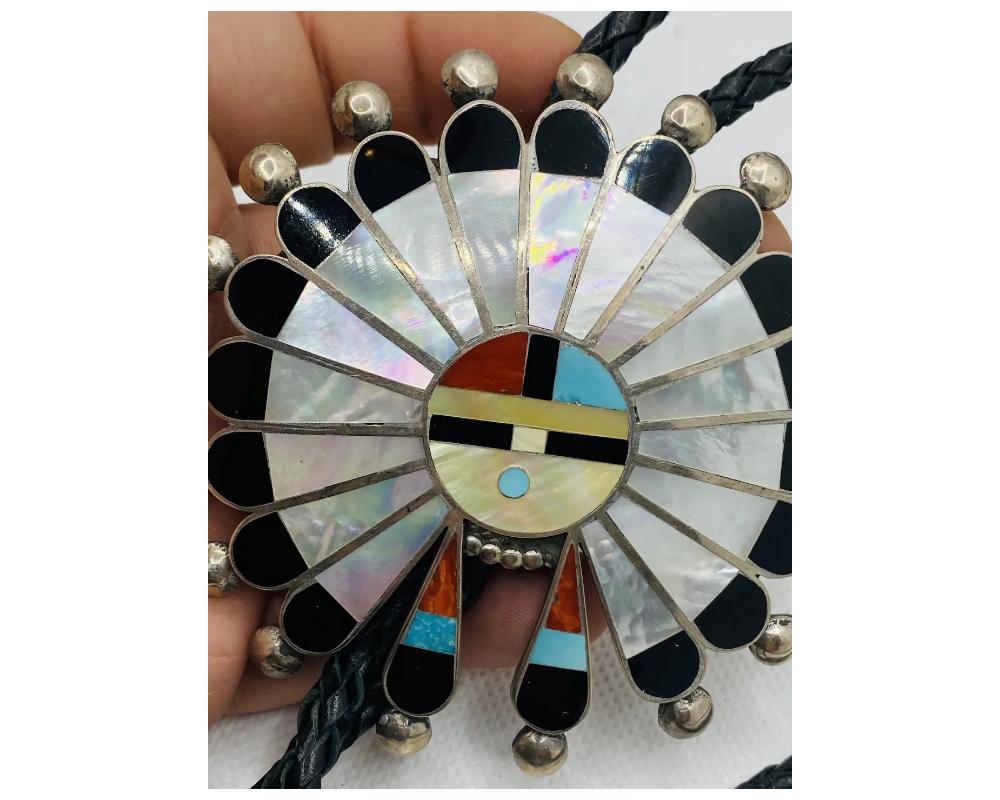 Zuni Sun Face Bolo Tie Native American MYRA TUCSON For Sale 1