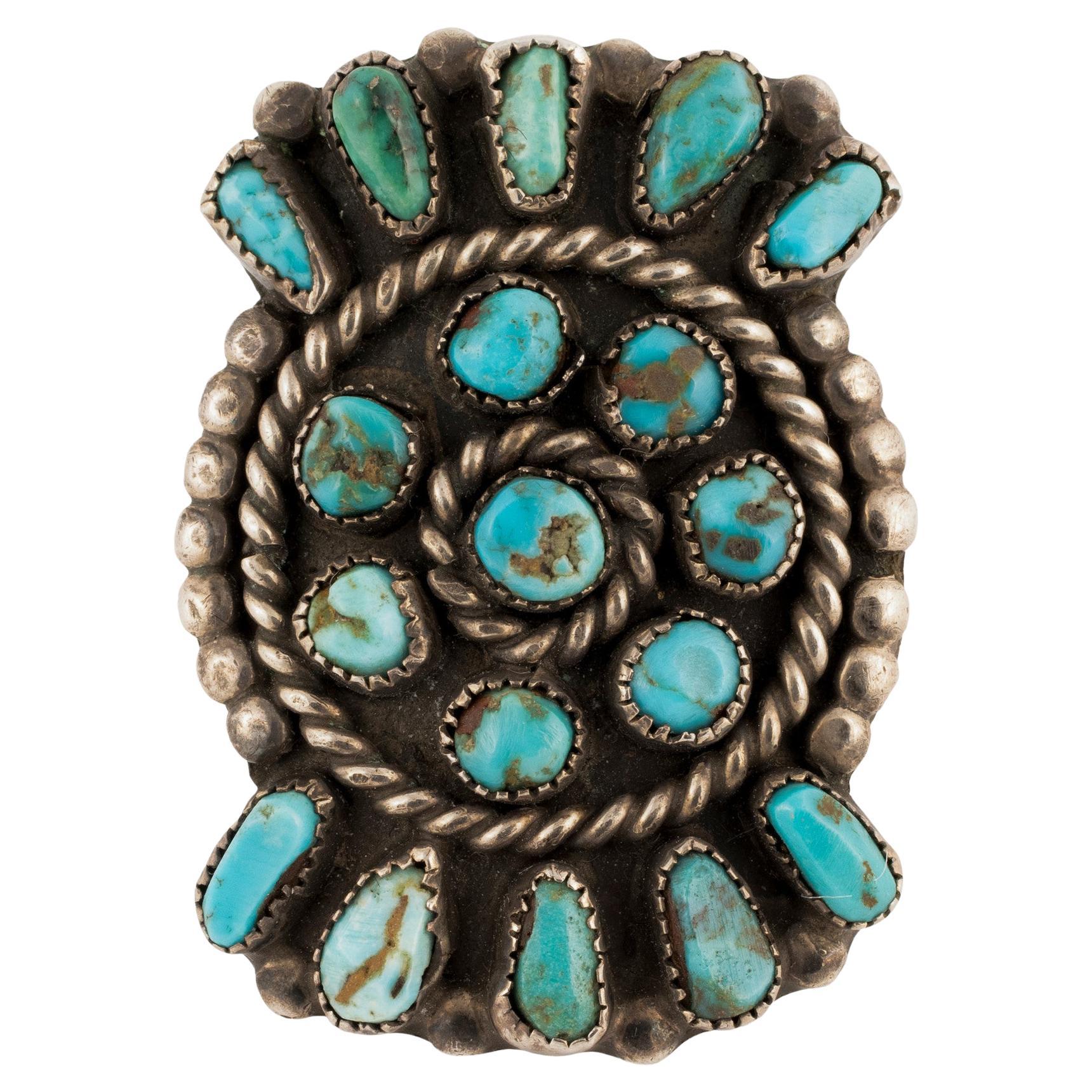 Anello in turchese Zuni Sunburst in vendita