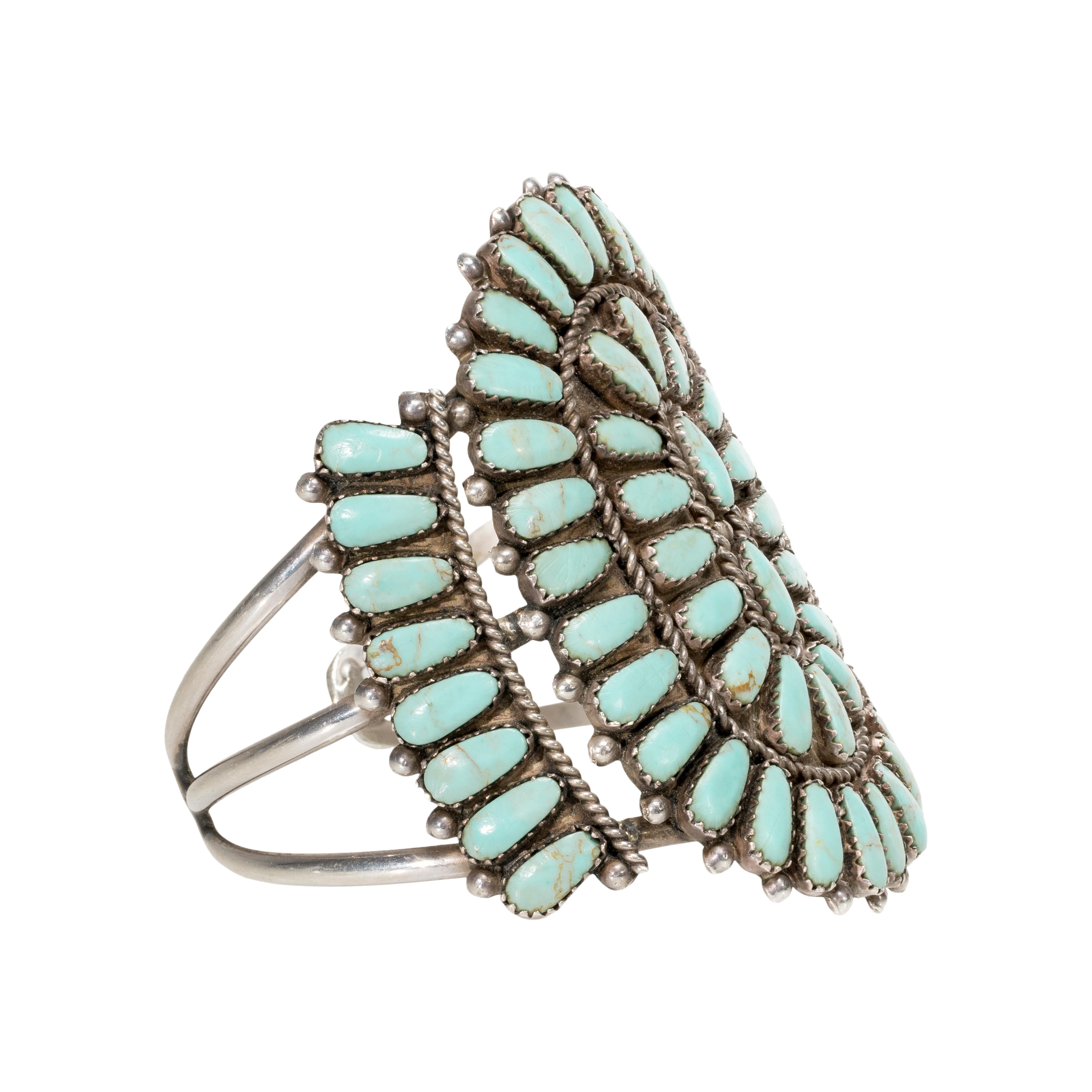 Zuni Bracelet en turquoise et argent sterling Bon état - En vente à Coeur d Alene, ID