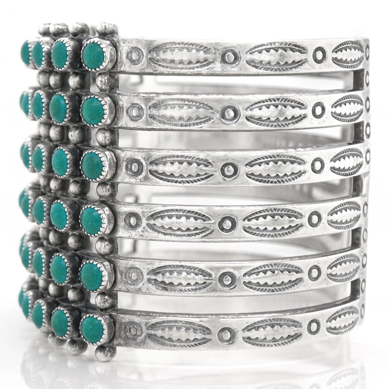Women's or Men's Zuni Turquoise and Sterling Cuff