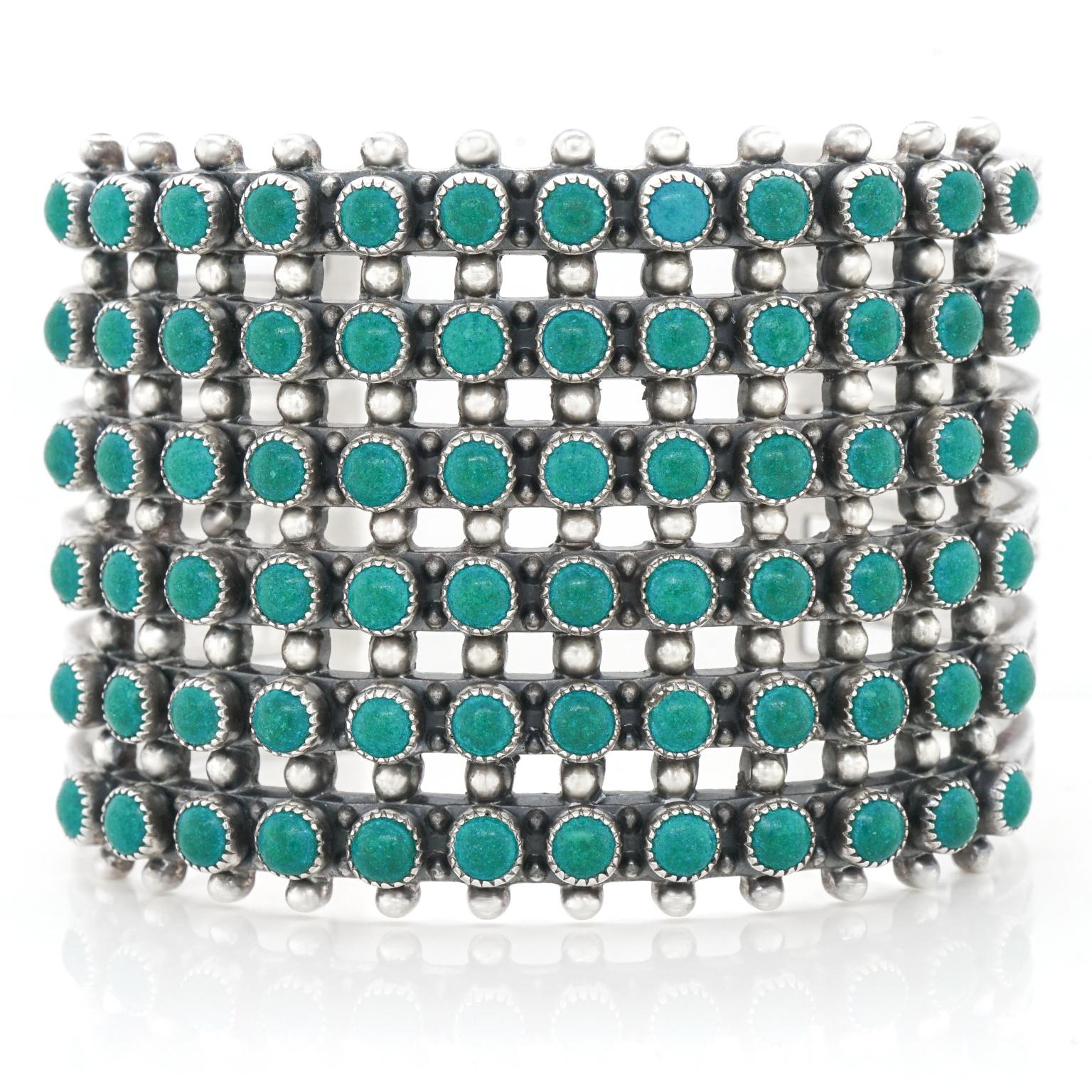 Zuni Turquoise and Sterling Cuff 1