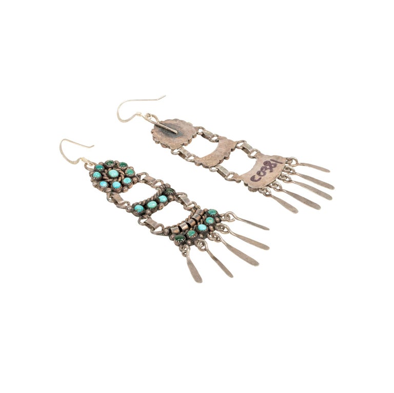 Native American Zuni Turquoise and Sterling Earrings