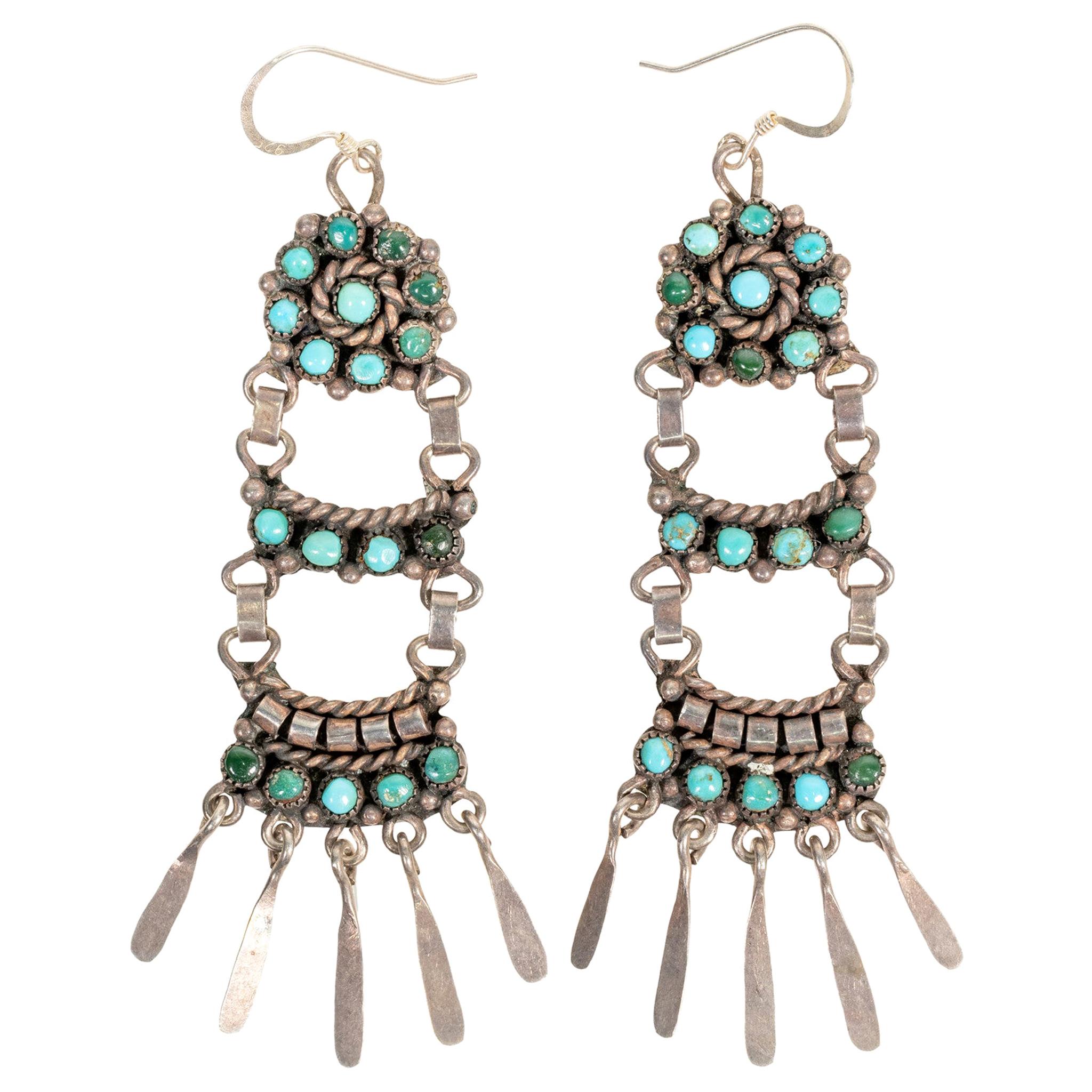 Zuni Turquoise and Sterling Earrings
