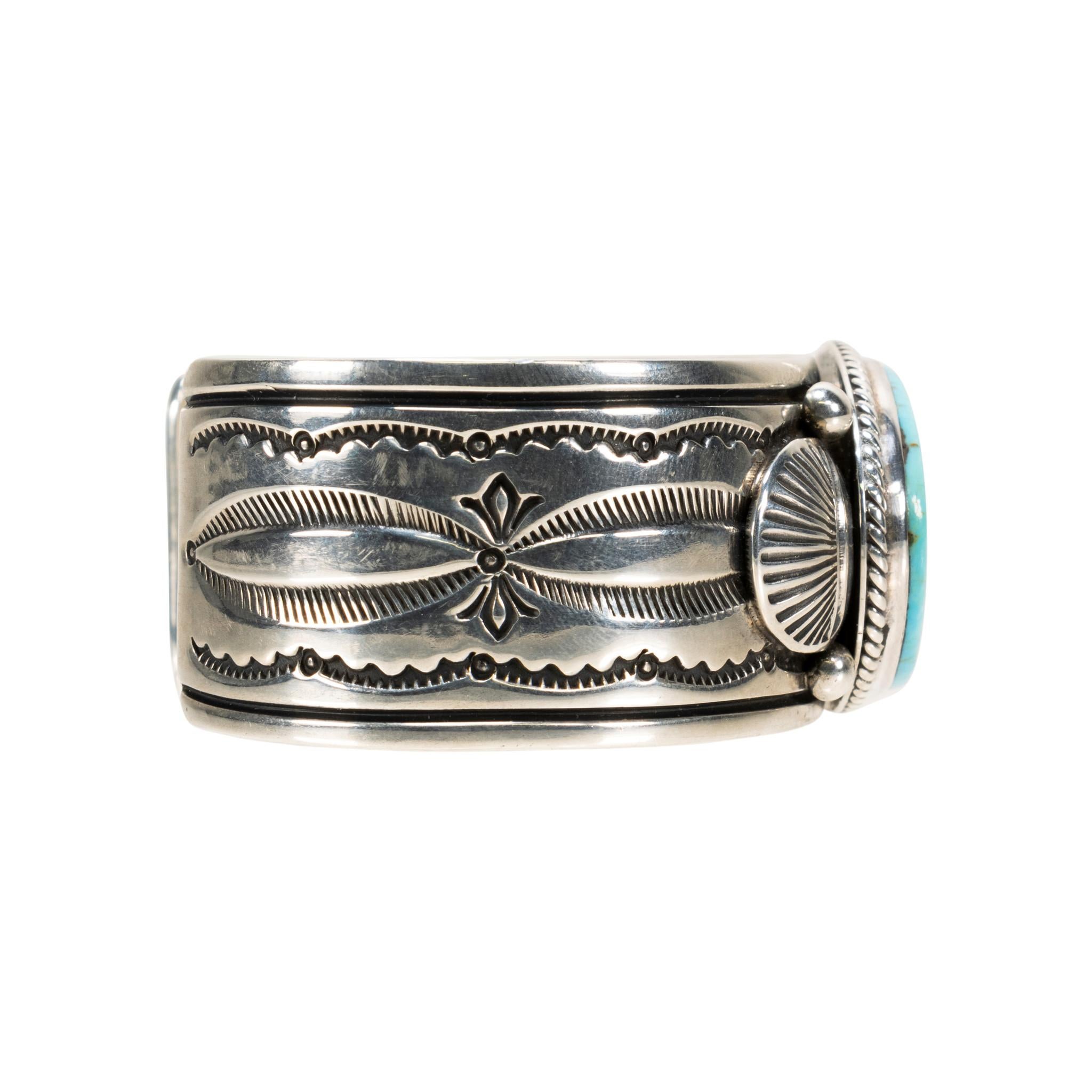 Nativo americano Bracciale Zuni in turchese e argento sterling in vendita