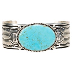 Zuni Türkis und Sterling Silber Manschettenknopf Armband