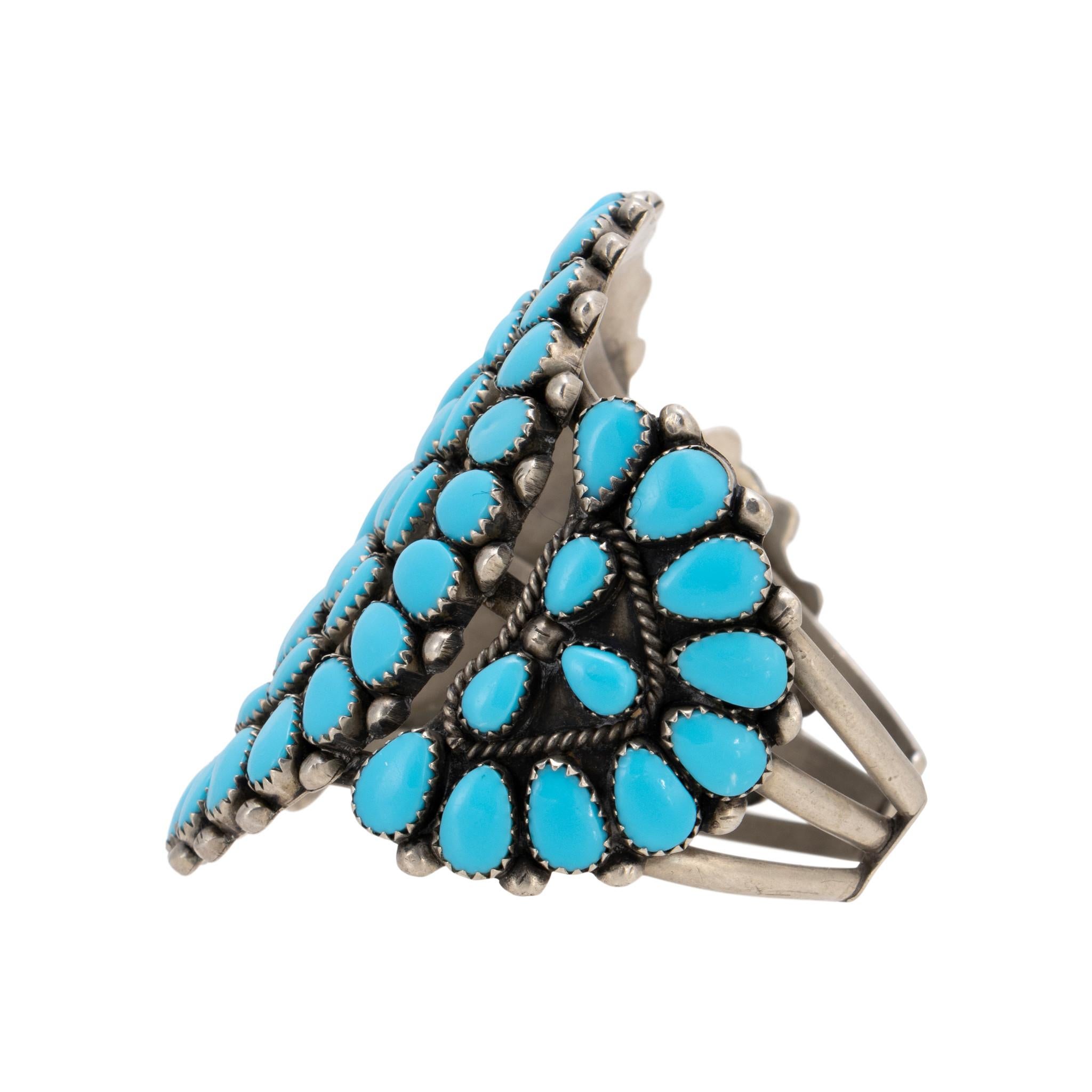 Native American Zuni Turquoise Cluster Bracelet For Sale