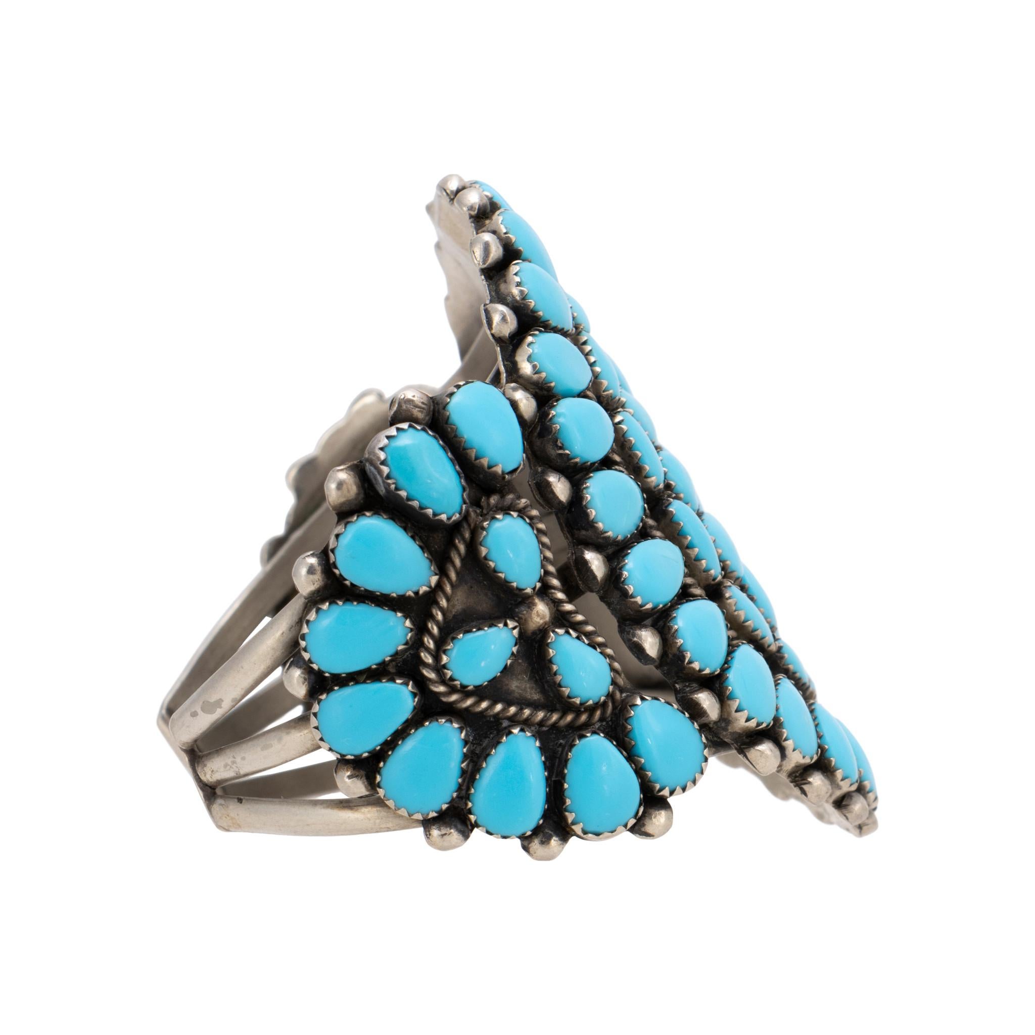 Mixed Cut Zuni Turquoise Cluster Bracelet For Sale