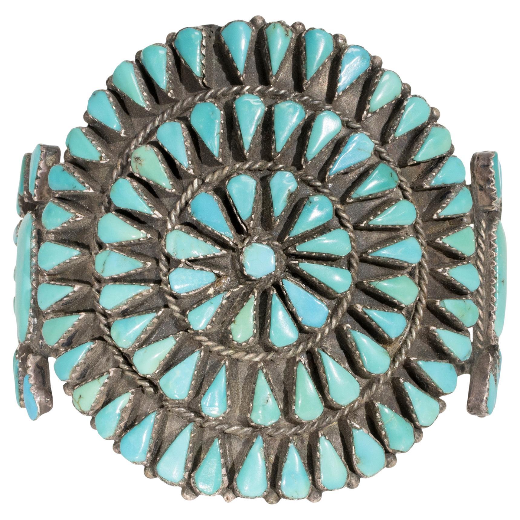 Bracciale a grappolo in turchese di Zuni in vendita
