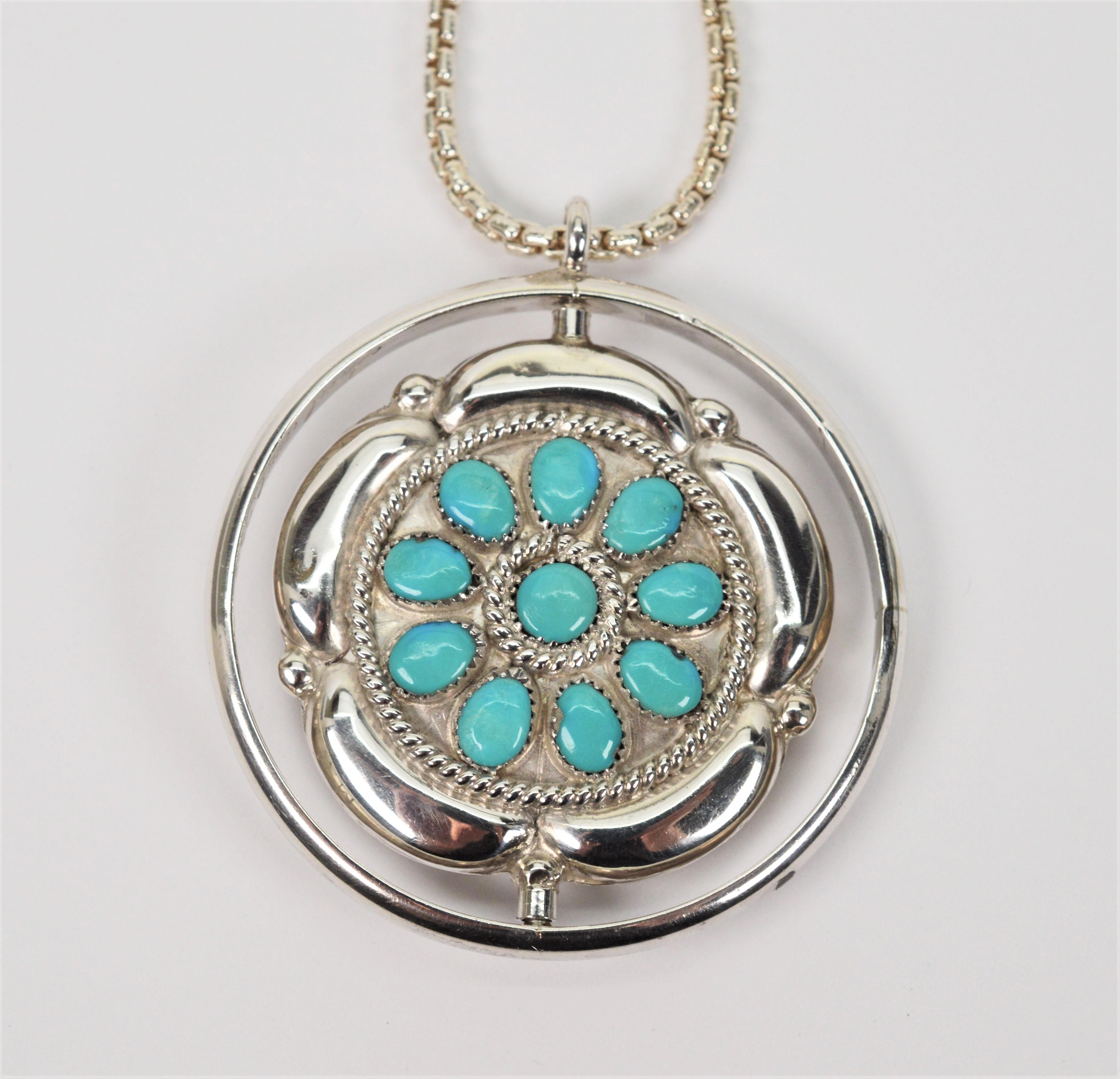turquoise and coral pendant