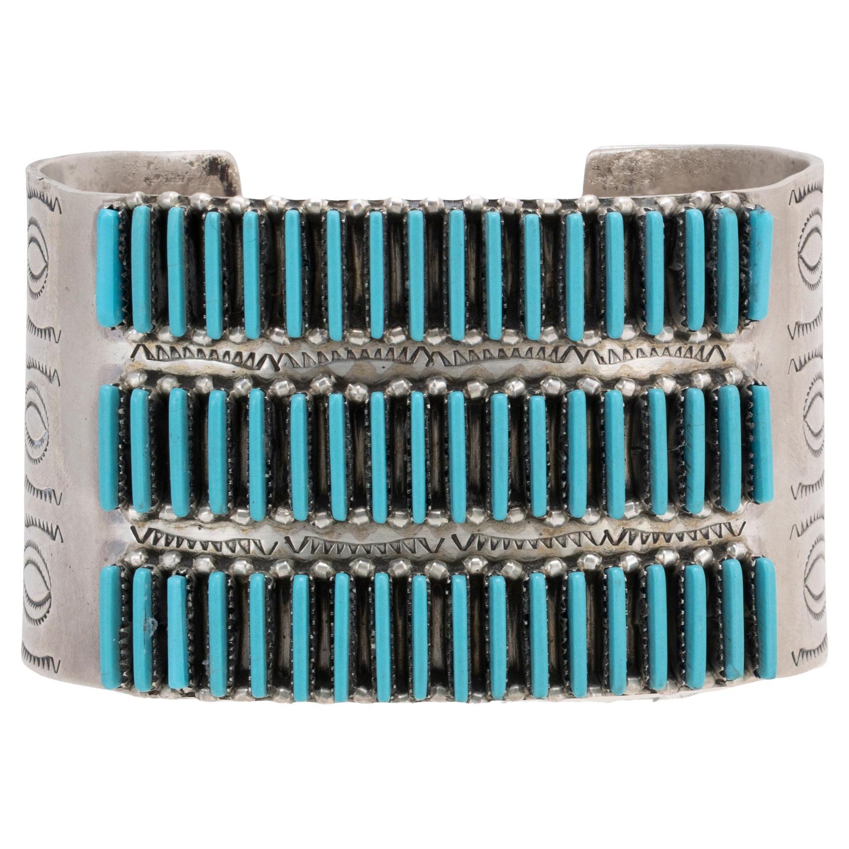 Zuni Türkis Nadelspitze Armband im Angebot