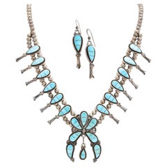 Zuni Turquoise Squash Blossom Set