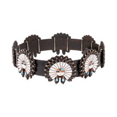 Zuni War Bonnet Inlay Concho Belt