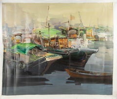 Zuowei Liao Paisaje acuático Óleo original sobre lienzo "Barco I"