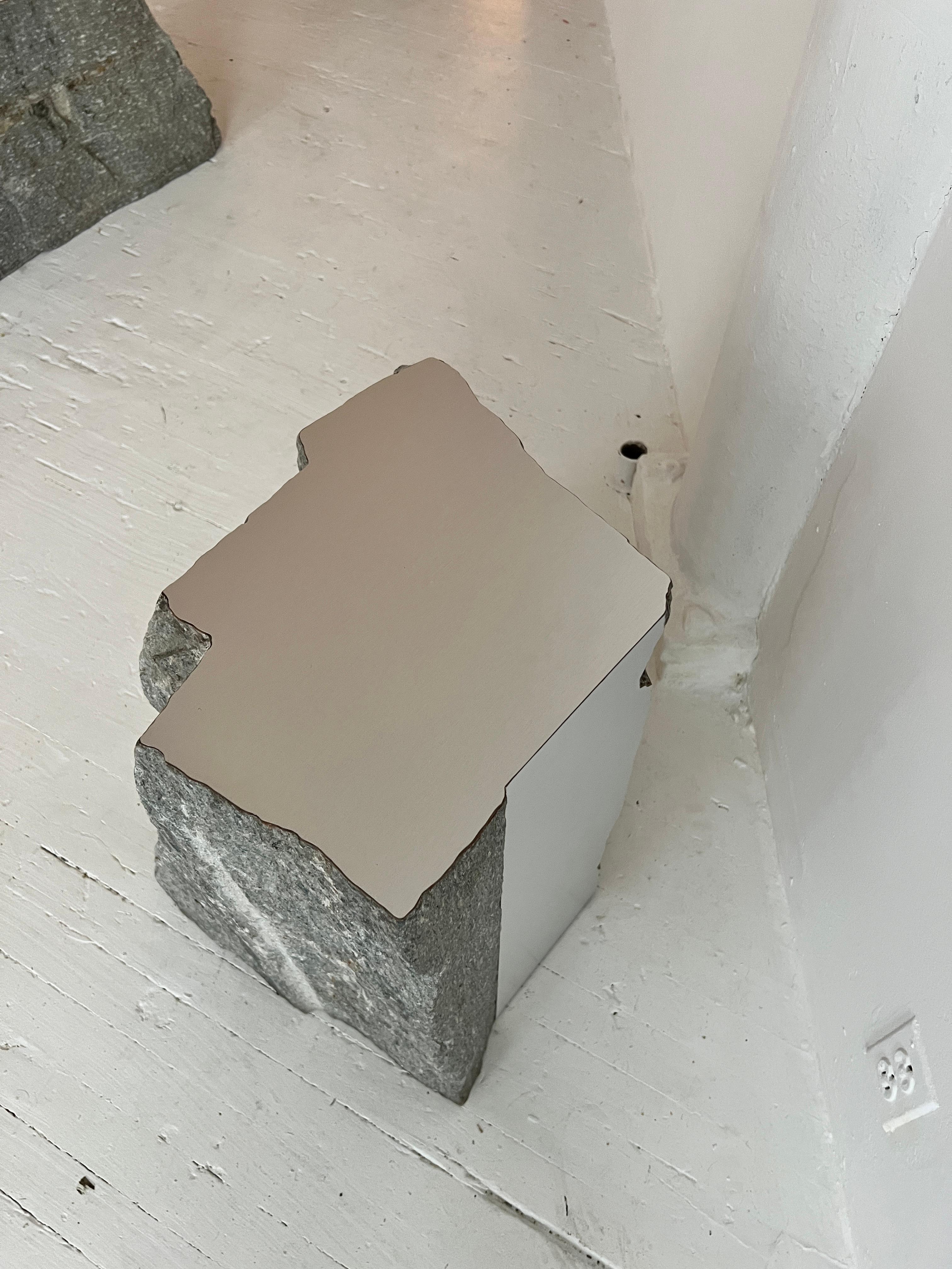 Granite Zuperfici Aluminum Side Table by Duccio Maria Gambi For Sale
