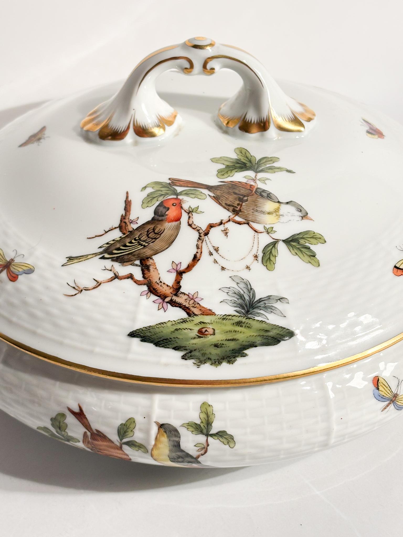 Zuppiera Centrotavola in Porcellana di Herend Rothschild Anni 70 im Angebot 3