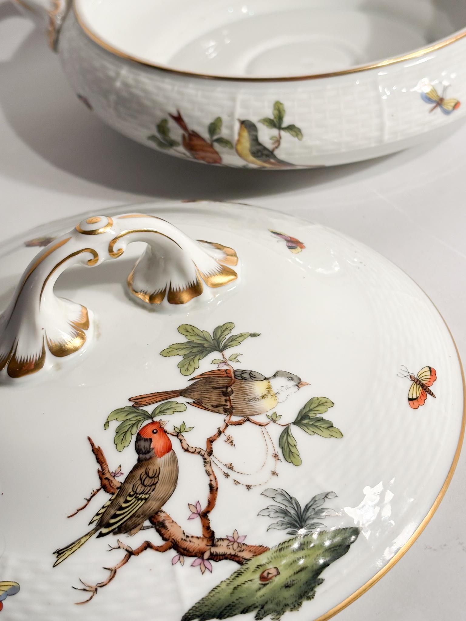 Zuppiera Centrotavola in Porcellana di Herend Rothschild Anni 70 im Angebot 4