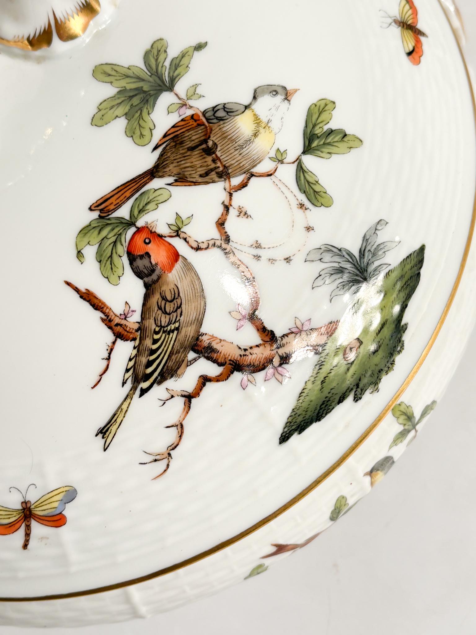 Zuppiera Centrotavola in Porcellana di Herend Rothschild Anni 70 (Empire) im Angebot