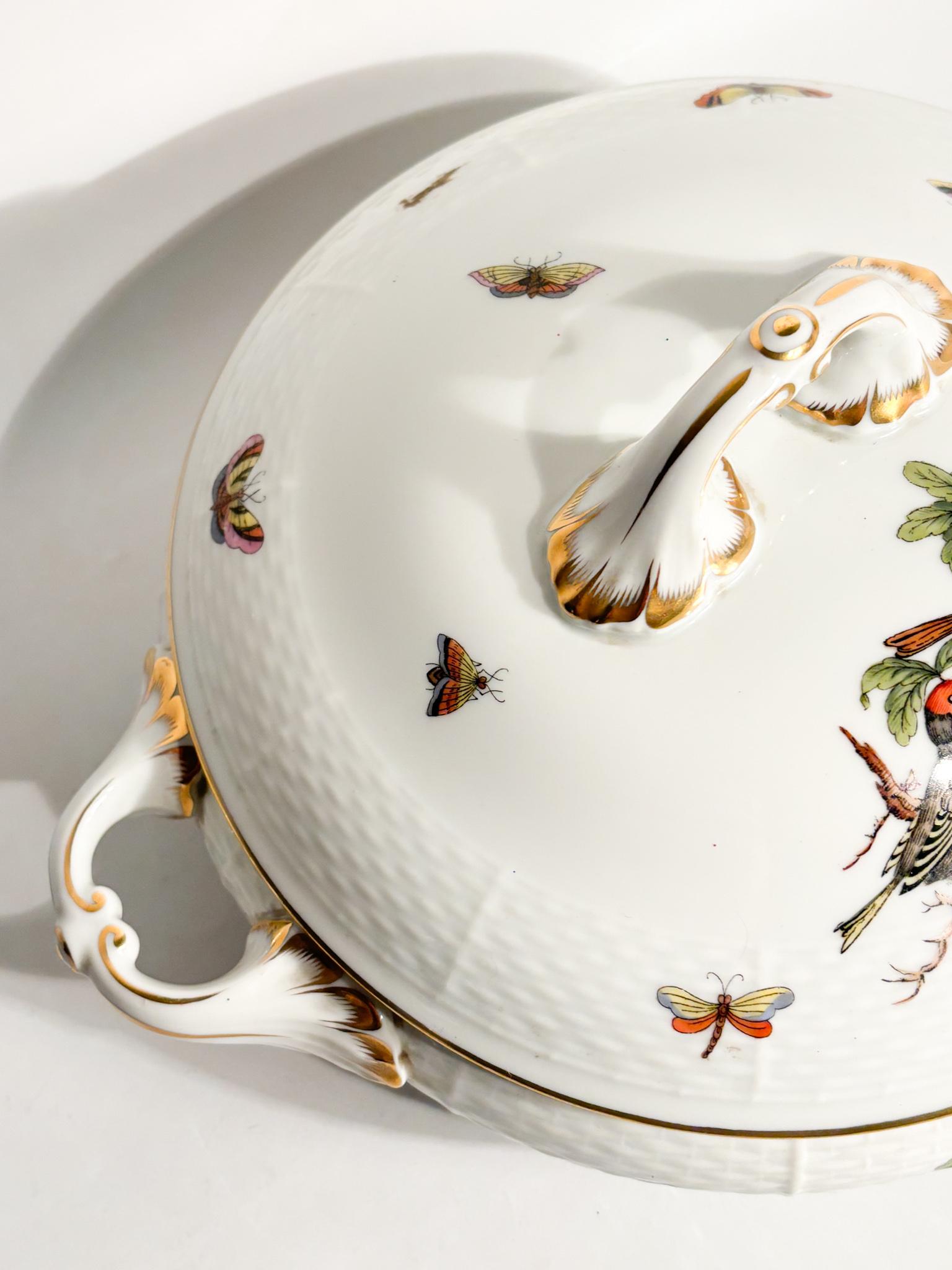 Zuppiera Centrotavola in Porcellana di Herend Rothschild Anni 70 (Ungarisch) im Angebot