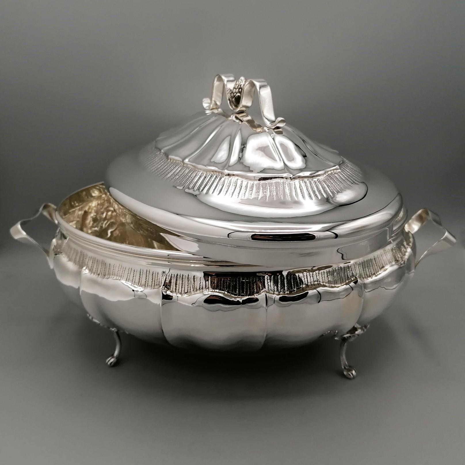 Italian solid silver 800's tureen in baroque style For Sale 2