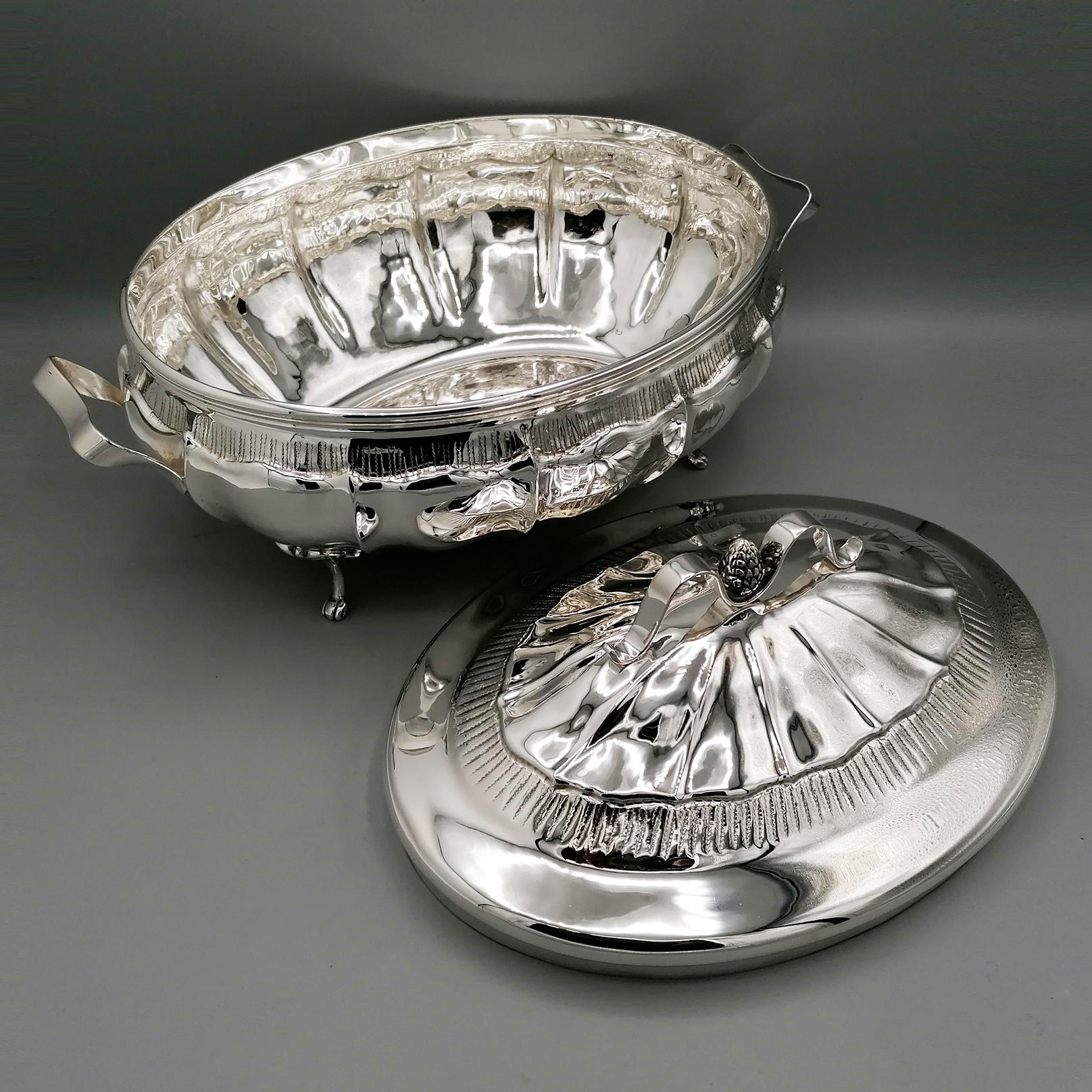 Italian solid silver 800's tureen in baroque style For Sale 4