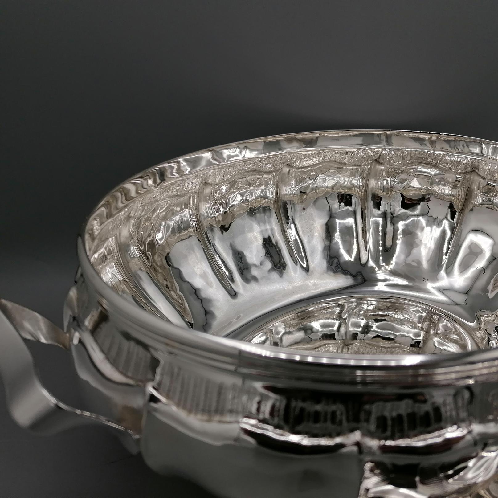 Italian solid silver 800's tureen in baroque style For Sale 5
