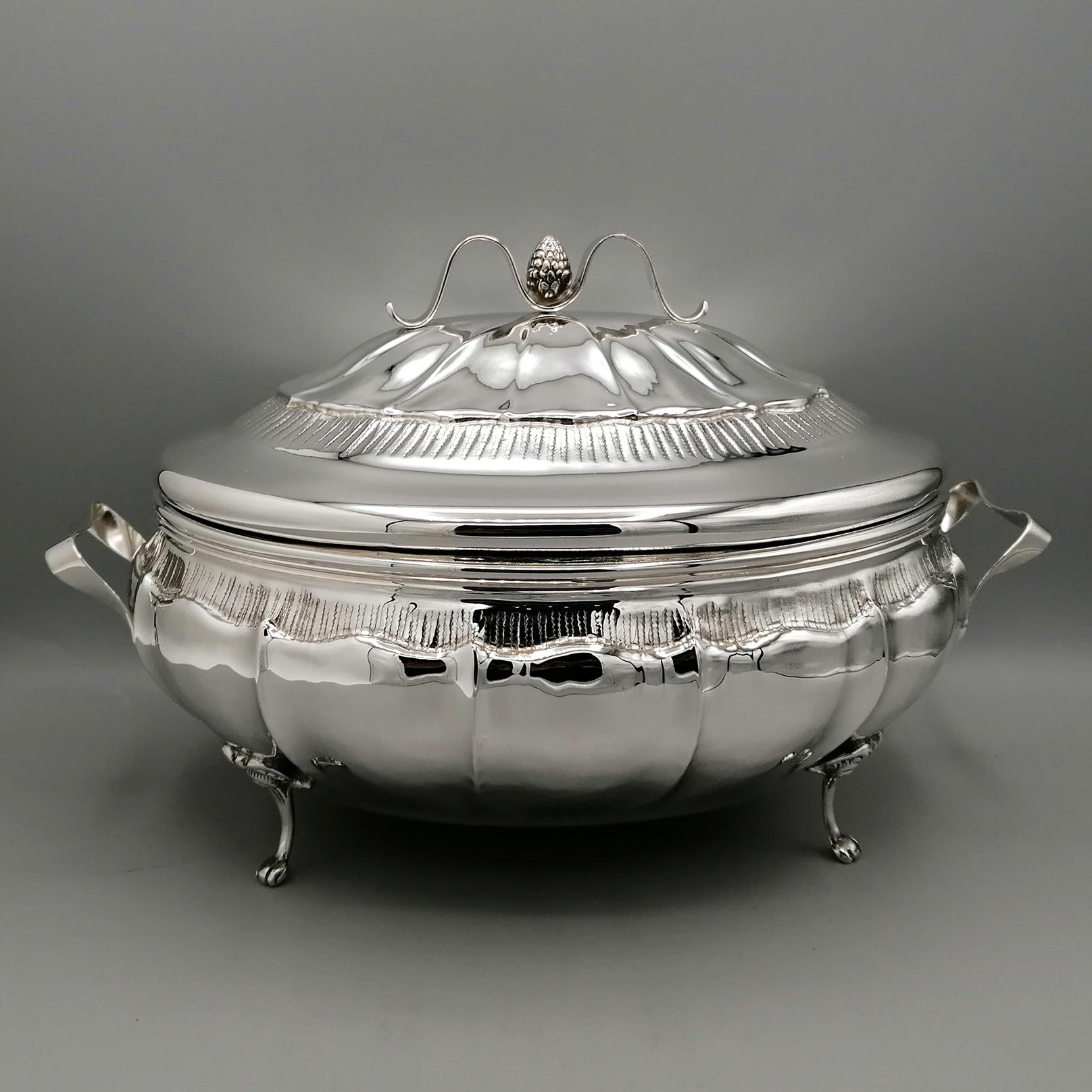 Italian solid silver 800's tureen in baroque style For Sale 10