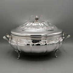 Italian solid silver 800's tureen in baroque style