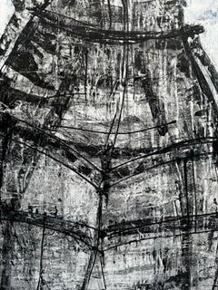 Prima della doccia – Torso femminile astratto in bianco e nero con corsetto di Zura