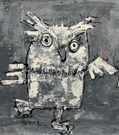 Dancing Owls - Figurative Wildlife Painting by Zura