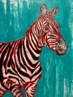 Zebra in Motion, Turquoise Energy by Zura