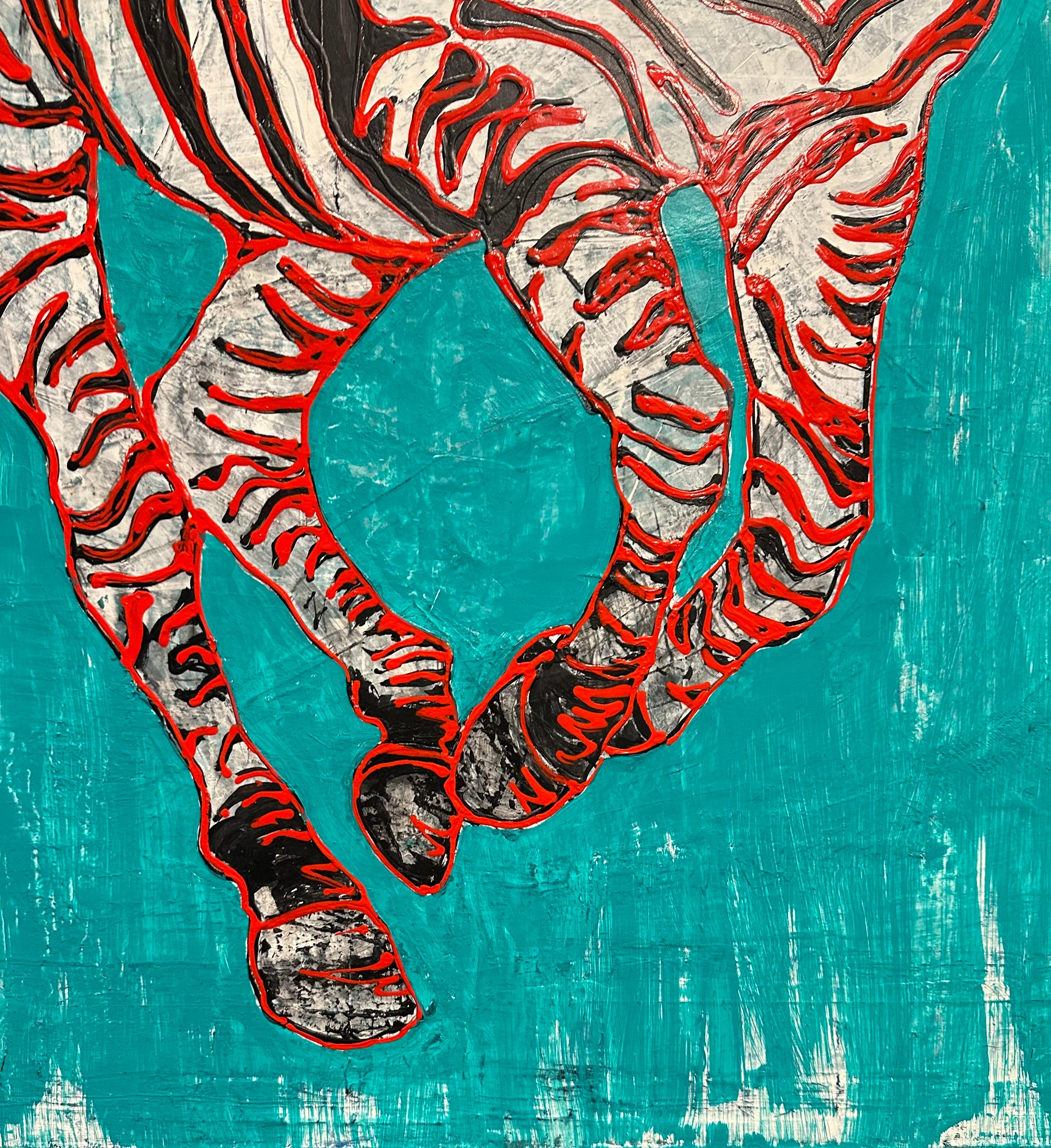 Zebra in Motion, Turquoise Energy by Zura en vente 2