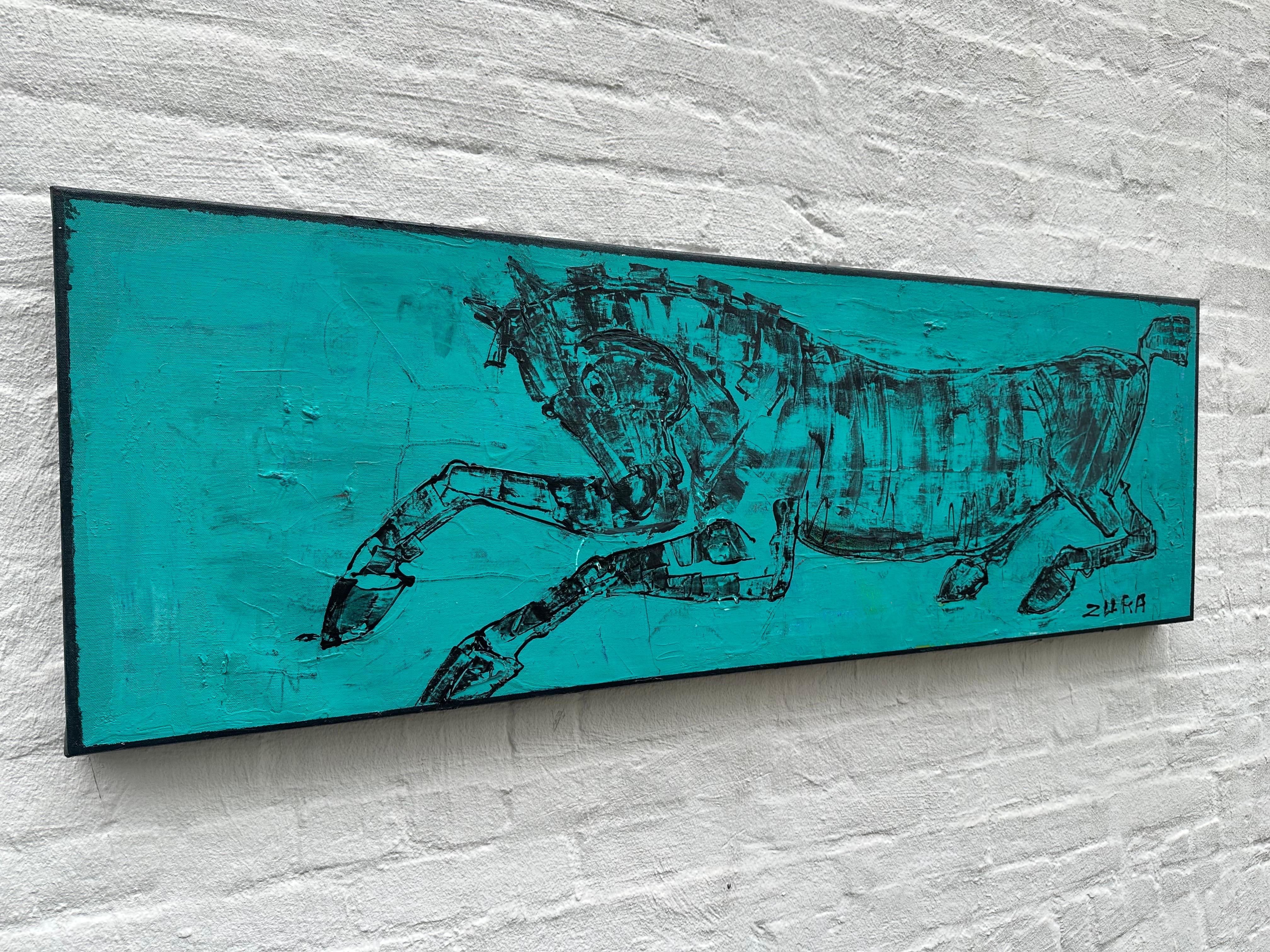 Zura - Blue Bucephalus, 2025, Acryl auf Leinwand, Zeitgenössische Pferdemalerei im Angebot 1