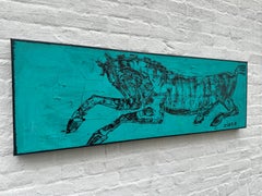 Zura - Bucefalo blu, 2025, Acrilico su tela, Quadro di cavalli contemporaneo