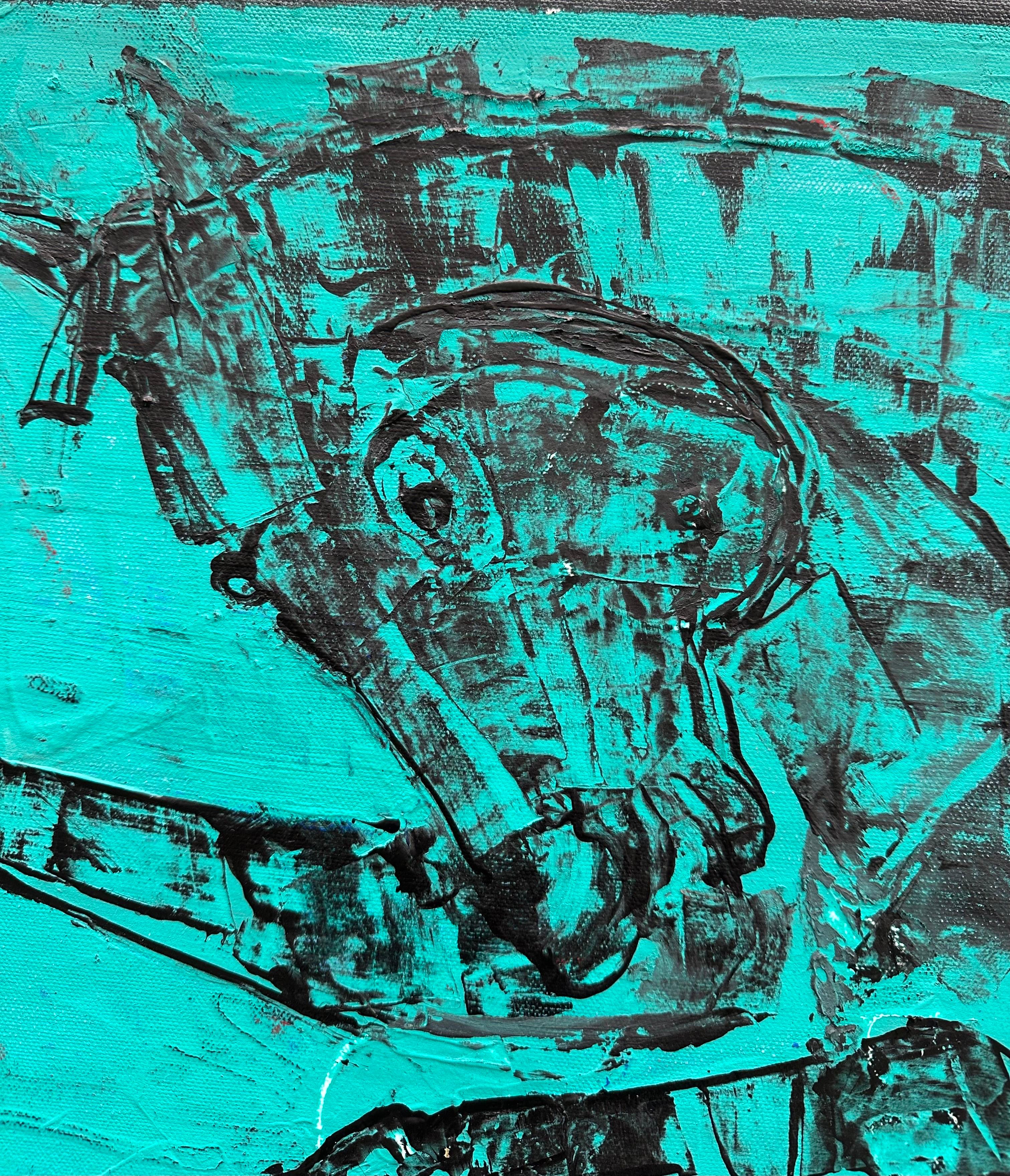 Zura - Blue Bucephalus, 2025, Acryl auf Leinwand, Zeitgenössische Pferdemalerei im Angebot 2