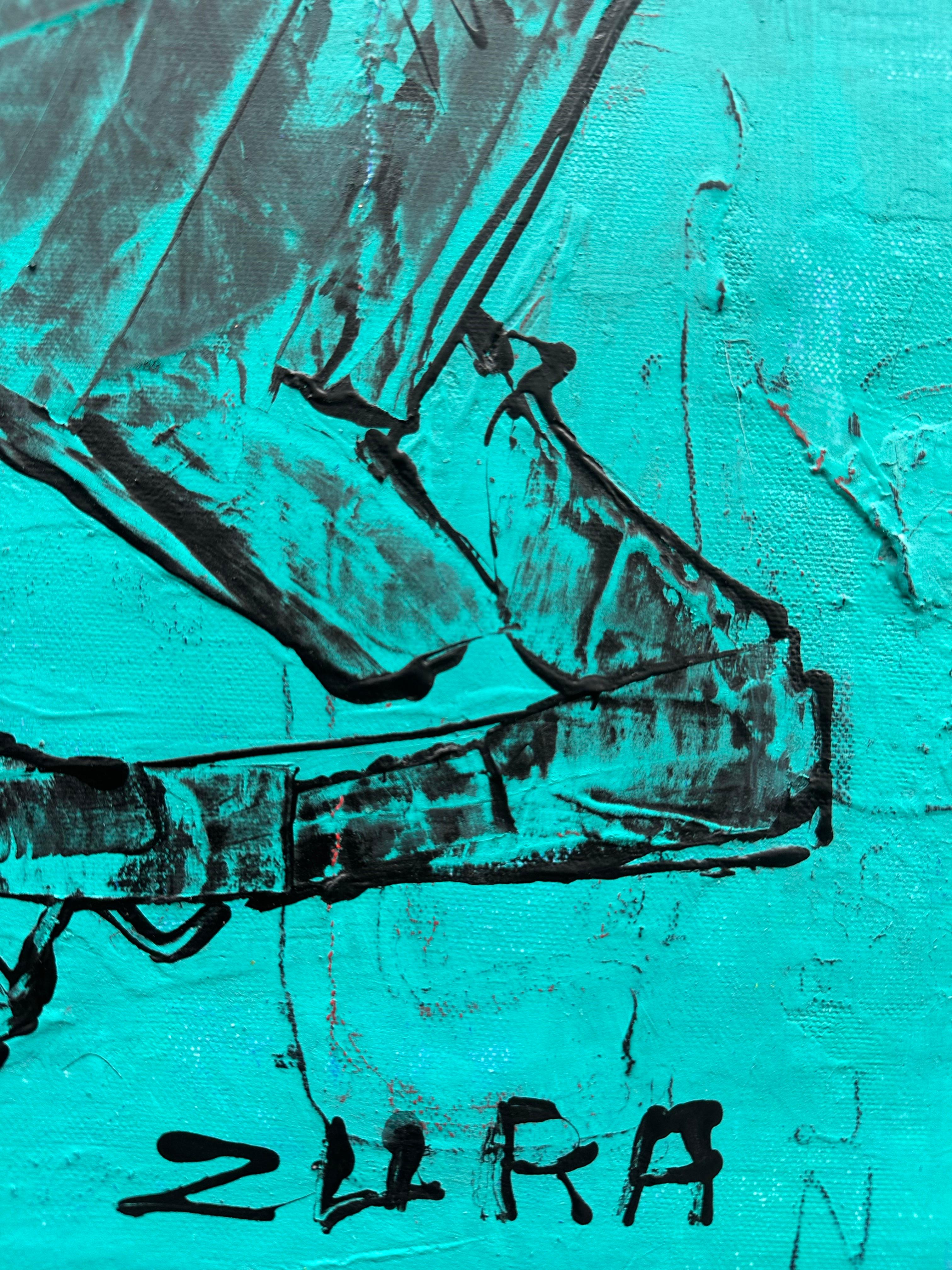 Zura - Blue Bucephalus, 2025, Acryl auf Leinwand, Zeitgenössische Pferdemalerei im Angebot 3