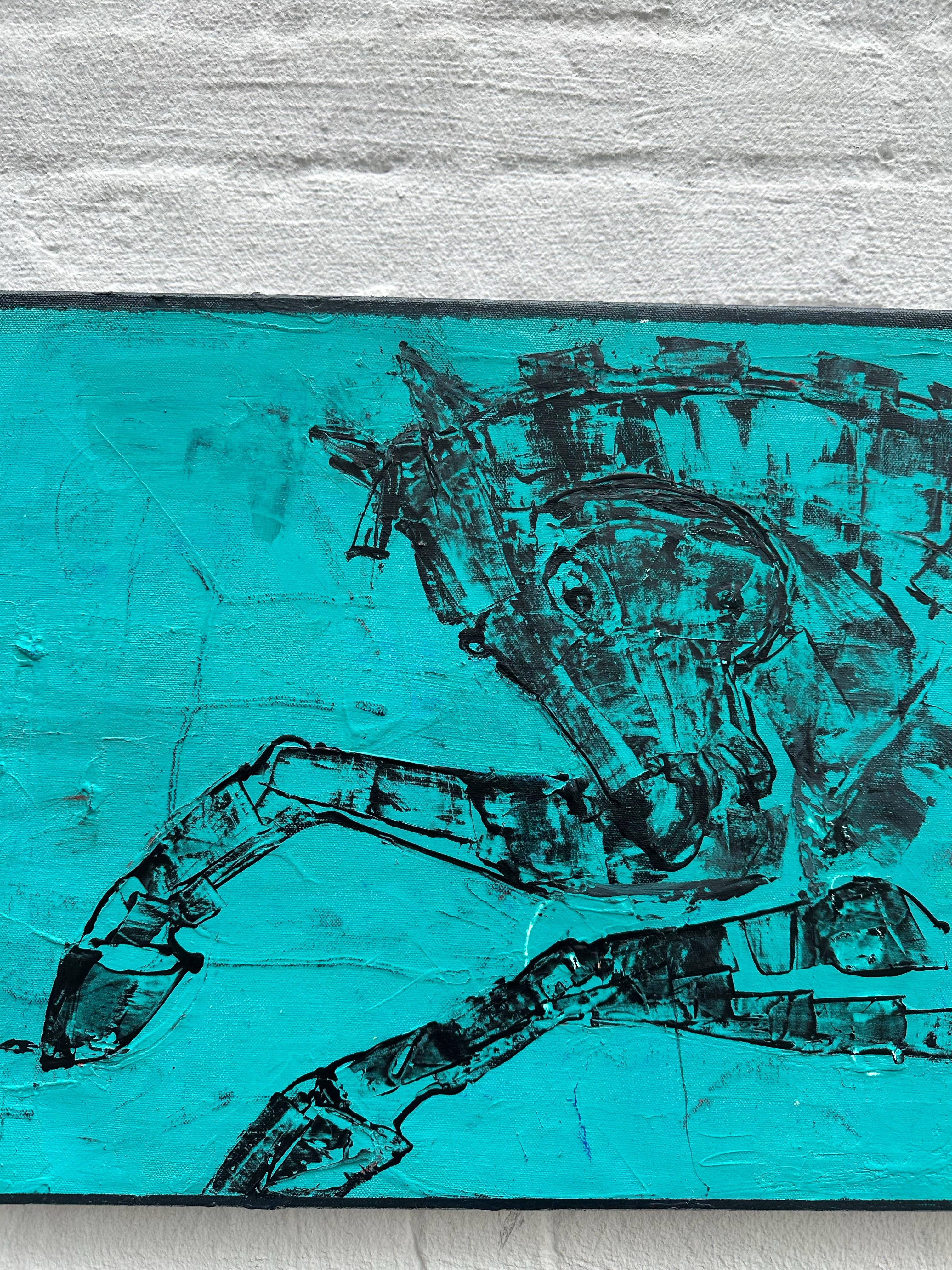 Zura - Blue Bucephalus, 2025, Acryl auf Leinwand, Zeitgenössische Pferdemalerei im Angebot 4