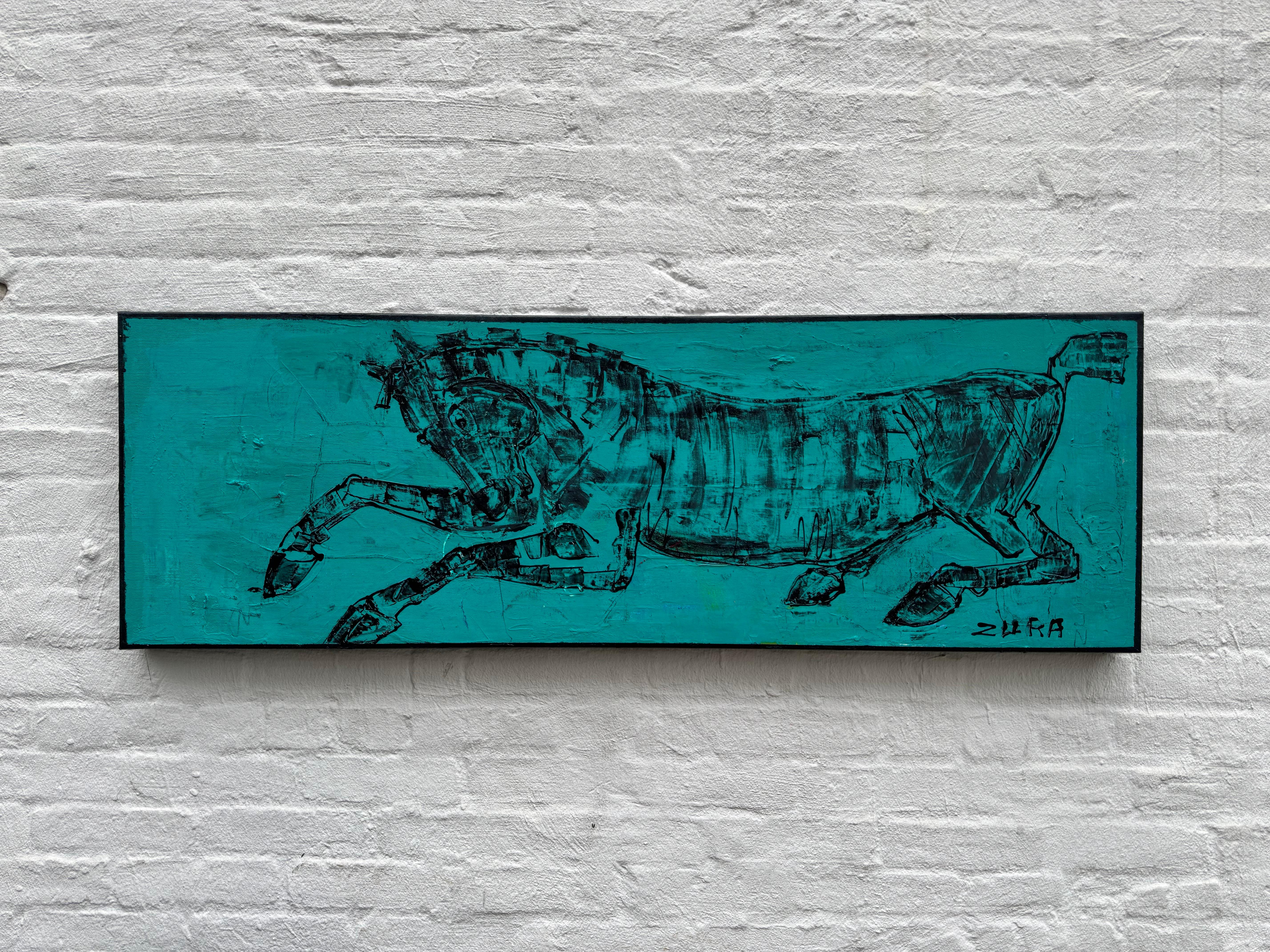 Zura - Bucefalo blu, 2025, Acrilico su tela, Quadro di cavalli contemporaneo