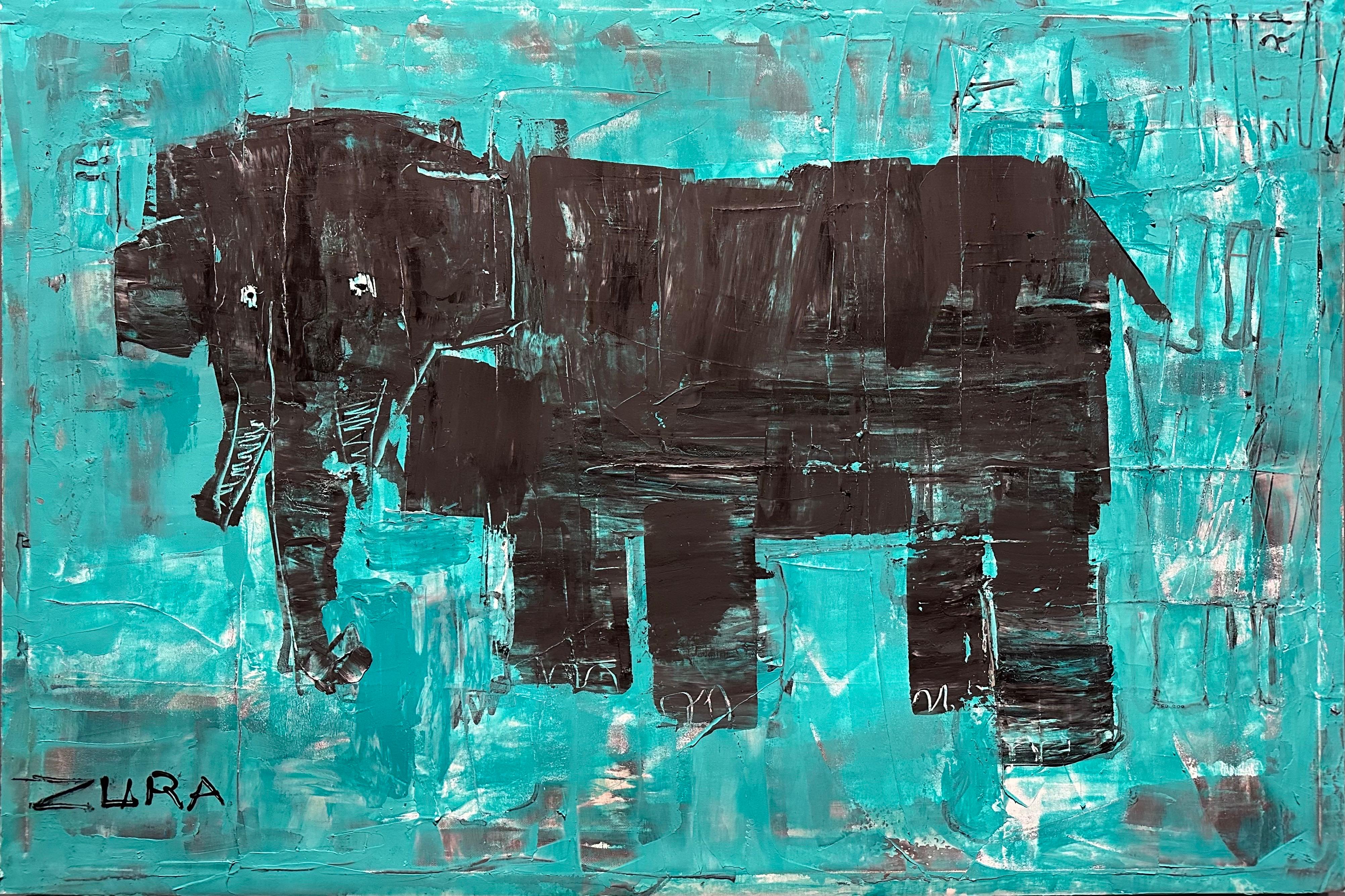 Zura — Elephant Primitivist Animal Painting