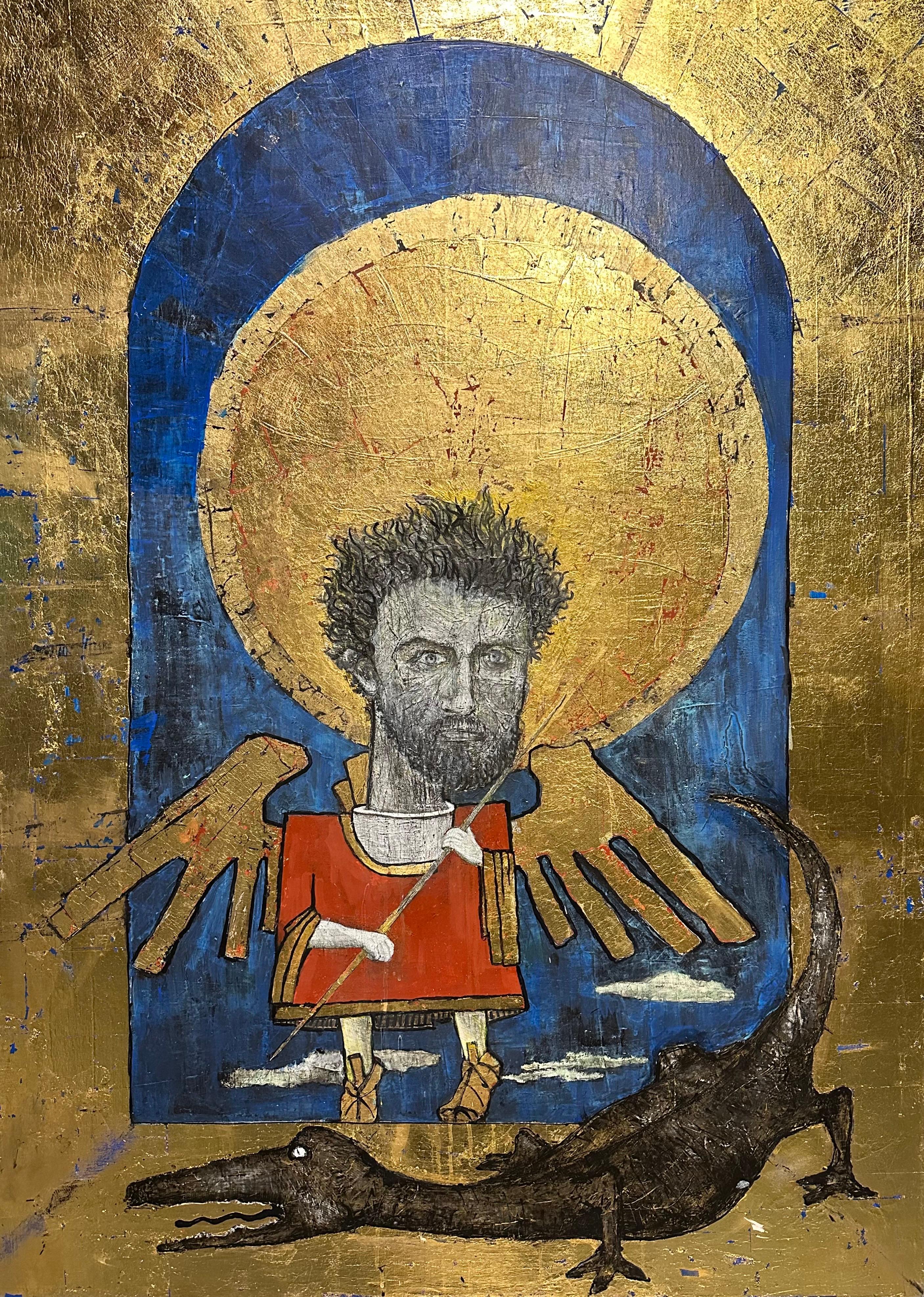 "Good and Evil" by Zura draws from the visual language of iconography to explore faith, protection, and the eternal struggle between light and darkness. In this work, Saint George appears not only as a legendary figure, but as a deeply personal