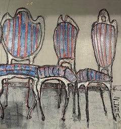 "Zura Original '12 Stühle' Kunstwerk - kühner primitivistischer Stil