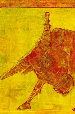 Zura ‘Power of the Red’ – Vibrant Red Bull Artwork on Bold Yellow Background