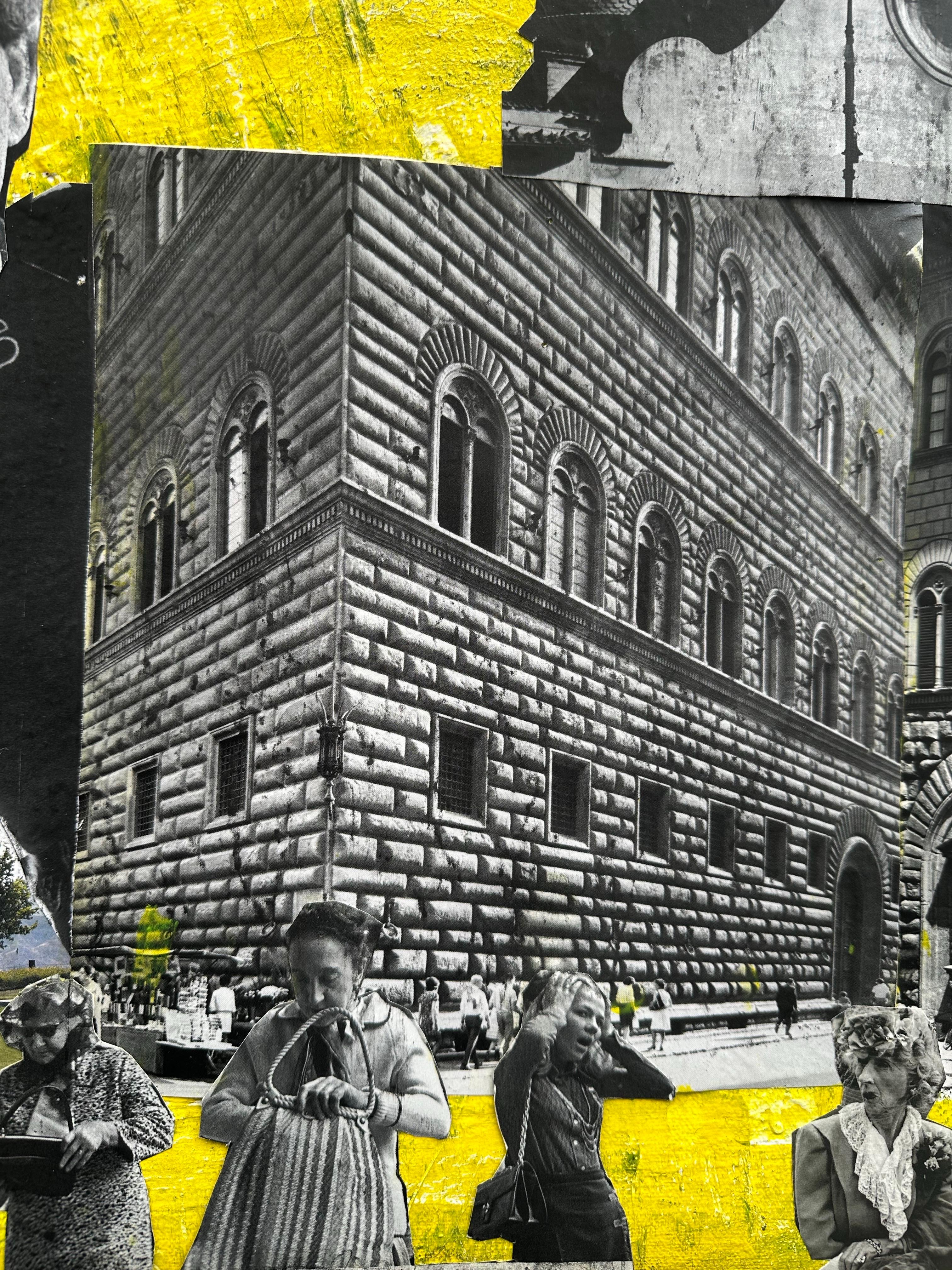 Zura – Traveling Florence, 2025, Mixed Media Collage on Canvas For Sale 4