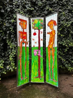 Adamo ed Eva di Zura – Divisorio da parete a trittico in tecnica mista, 2012