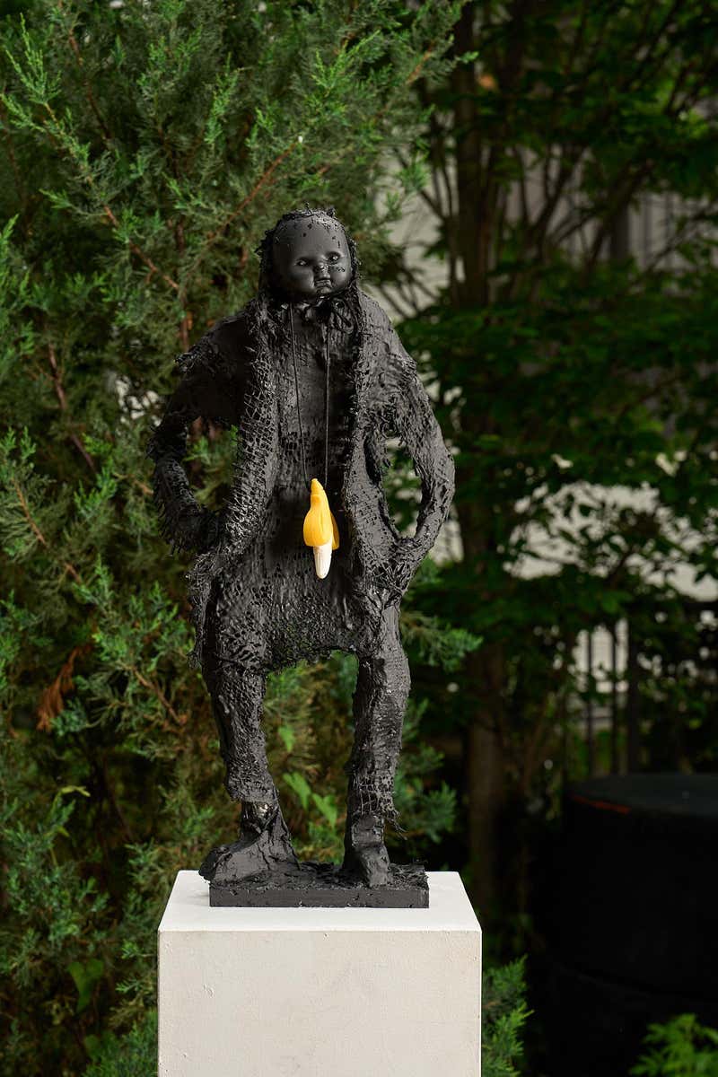 Elizabeth Jordan - Rabbits chained together, earth tone sculpture: 'The ...