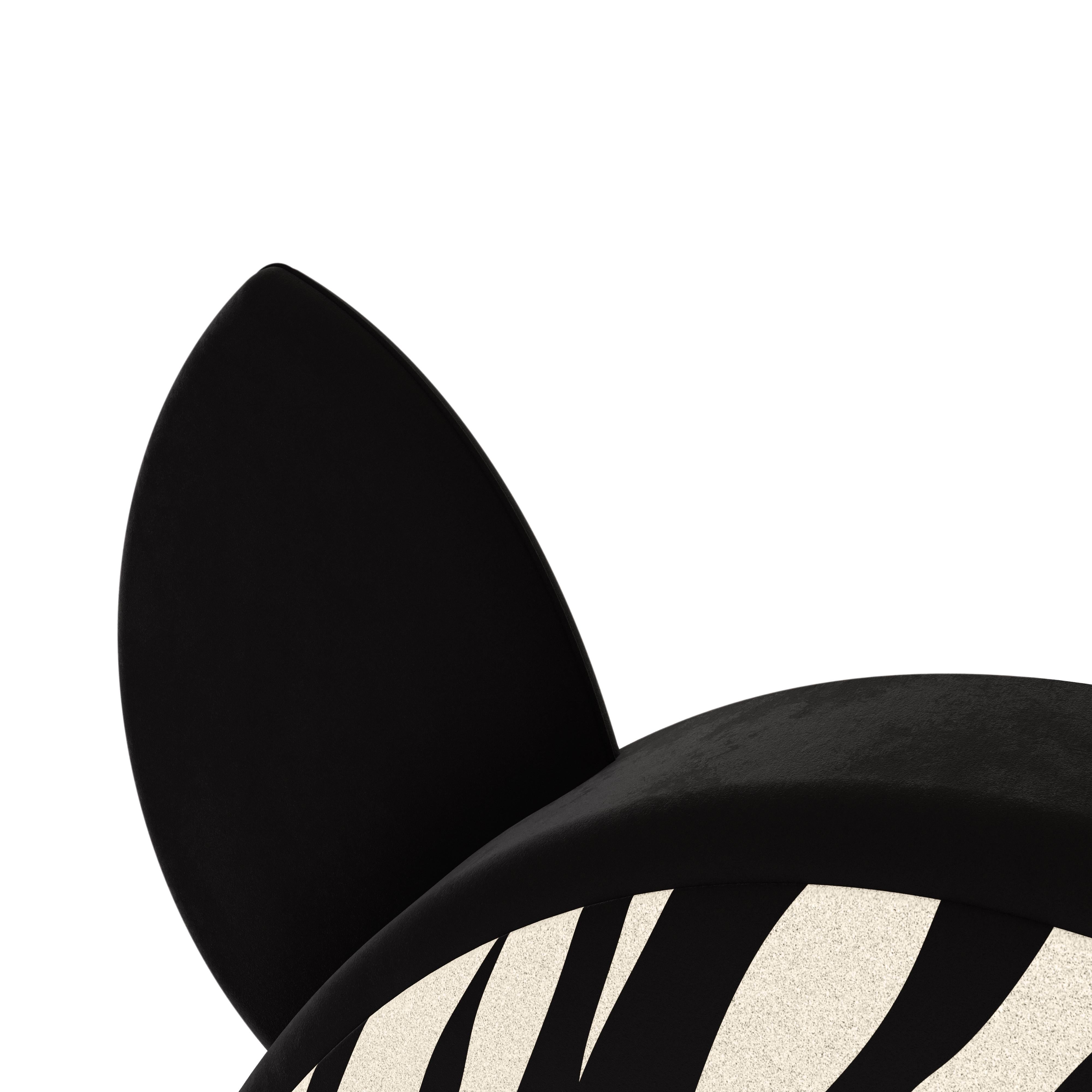 Portugais Lit Zuri - Lit de luxe pour enfants inspiré du zèbre, entièrement recouvert de velours en vente